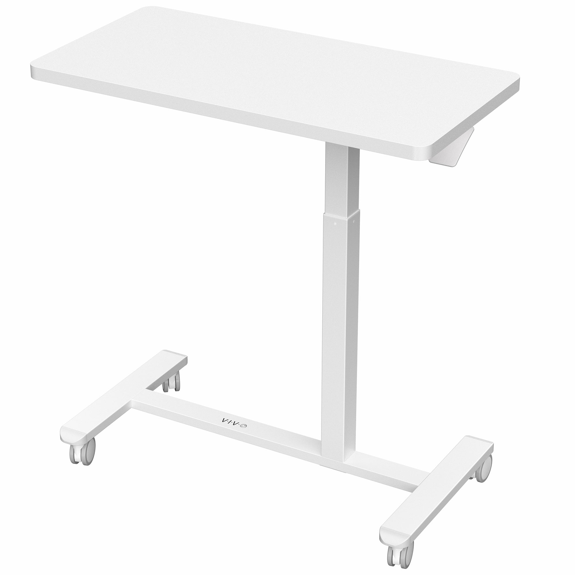 Sturdy steel mobile laptop cart with pneumatic height adjustment.