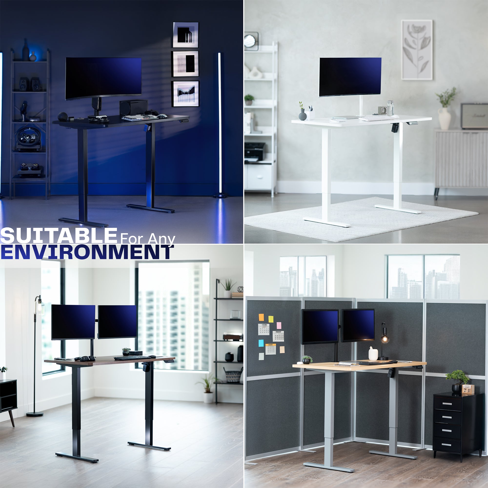 1B Solid Top Series - Single Motor Electric Desk with Push Button Memory Controller