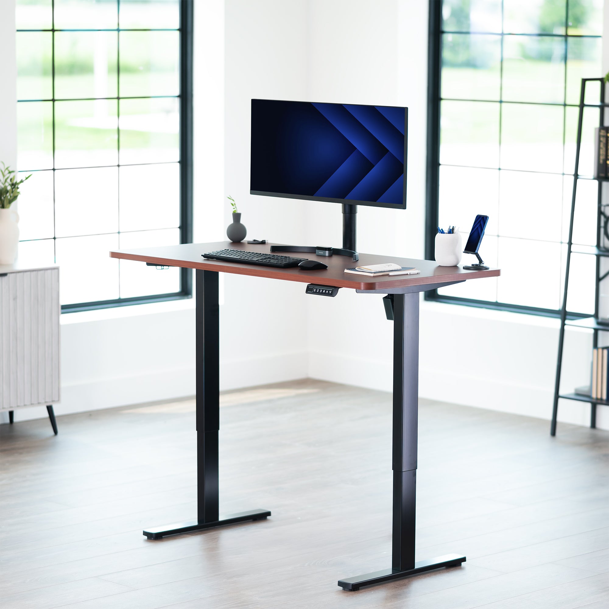 1B Solid Top Series - Single Motor Electric Desk with Push Button Memory Controller
