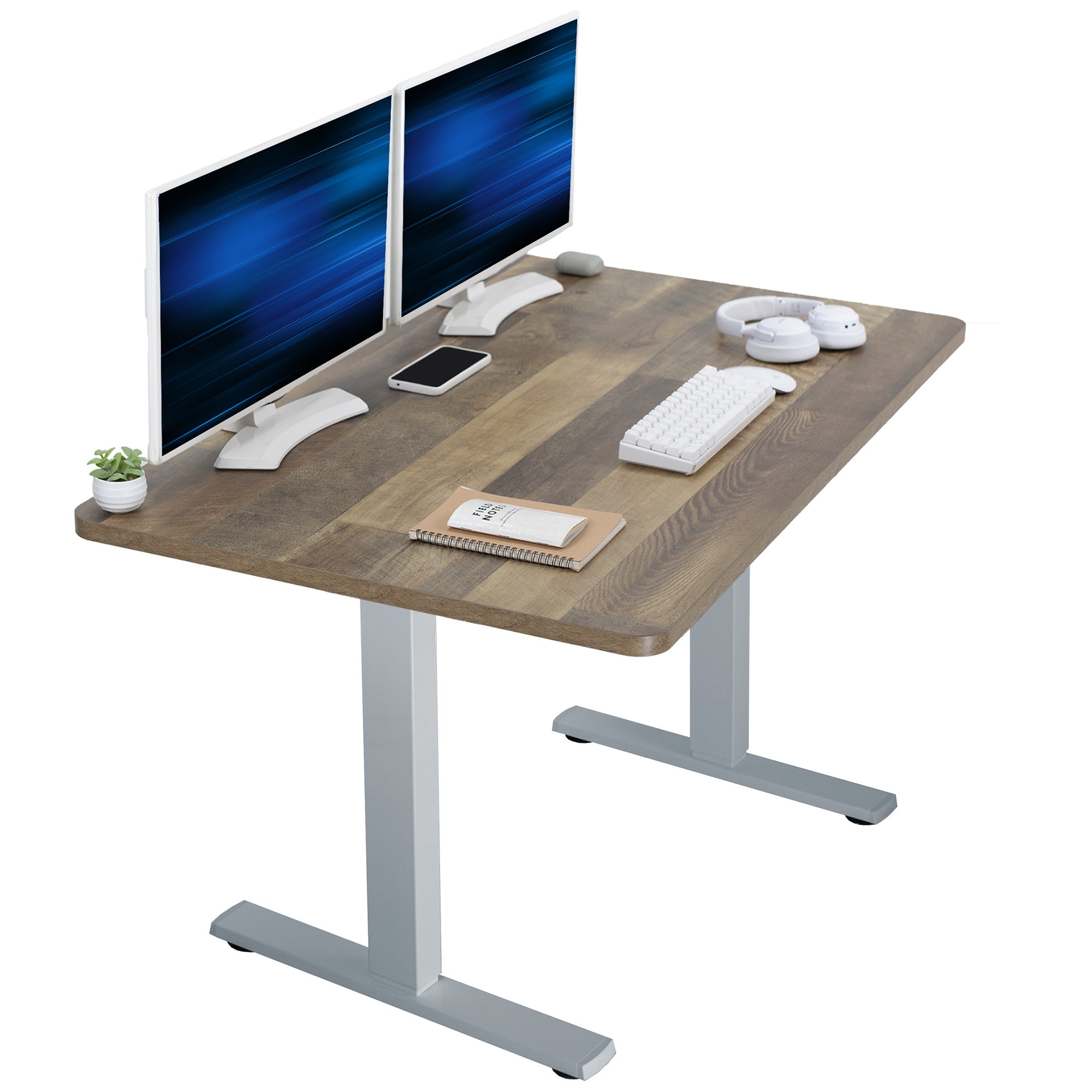 Sturdy ergonomic sit or stand active desk workstation with adjustable height using smart control panel.