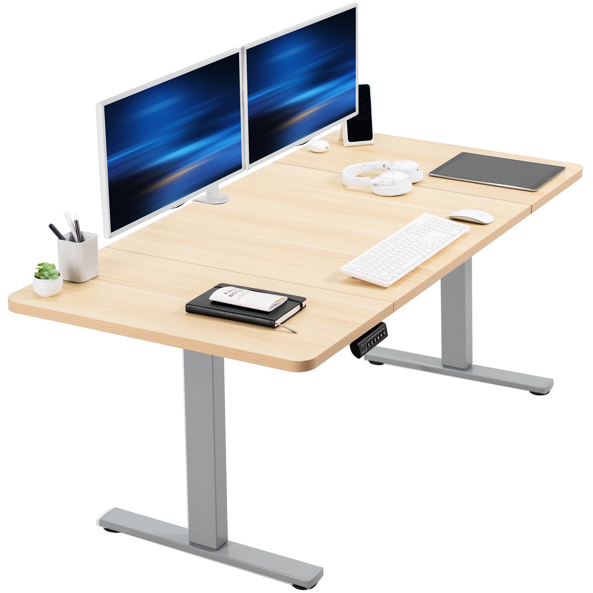 Single Motor Electric Desk with Push Button Memory Controller