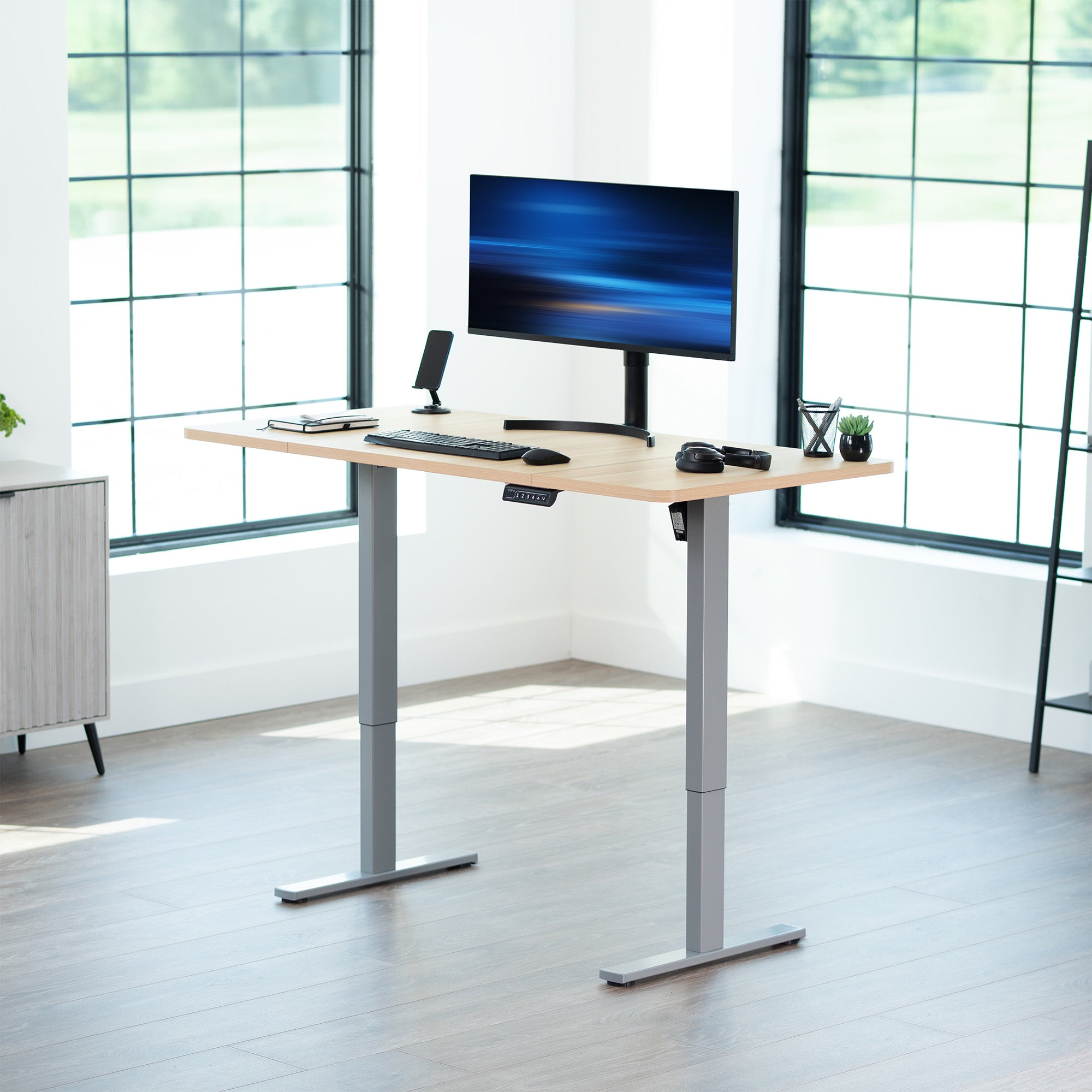 Single Motor Electric Desk with Push Button Memory Controller