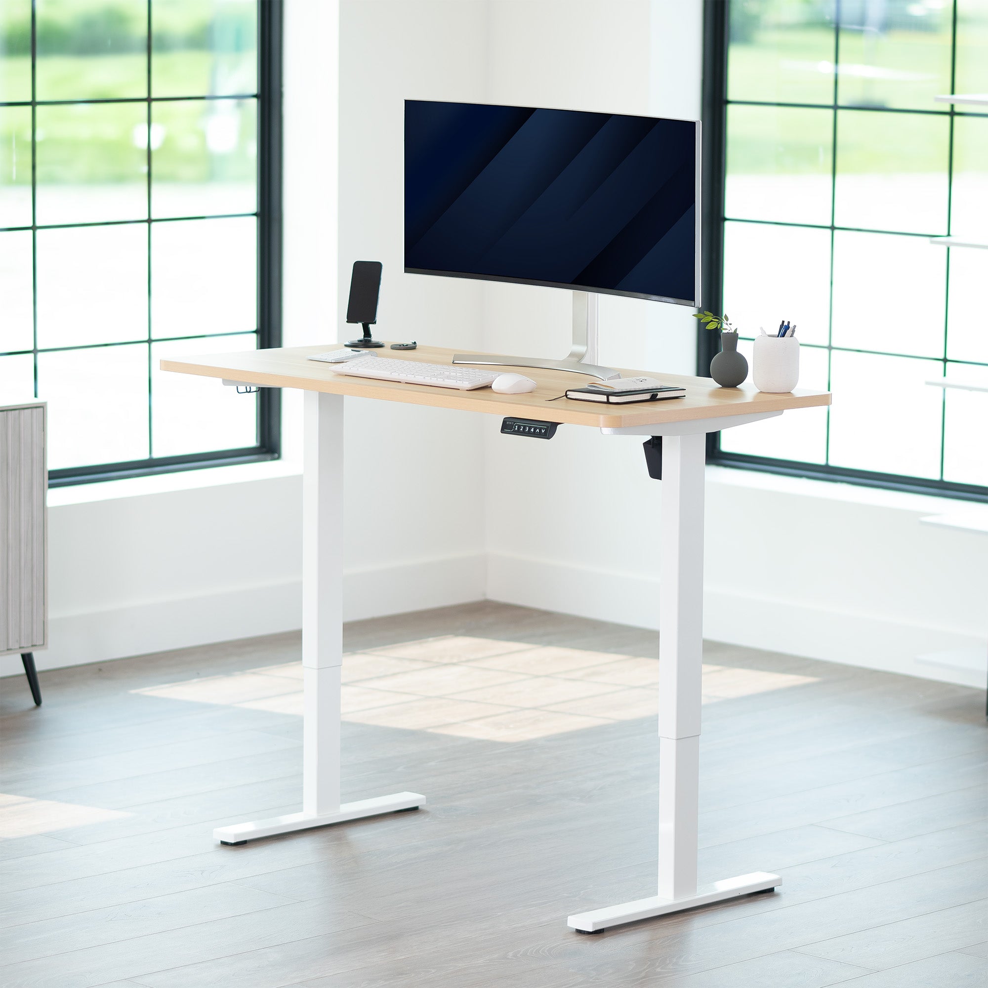1B Solid Top Series - Single Motor Electric Desk with Push Button Memory Controller
