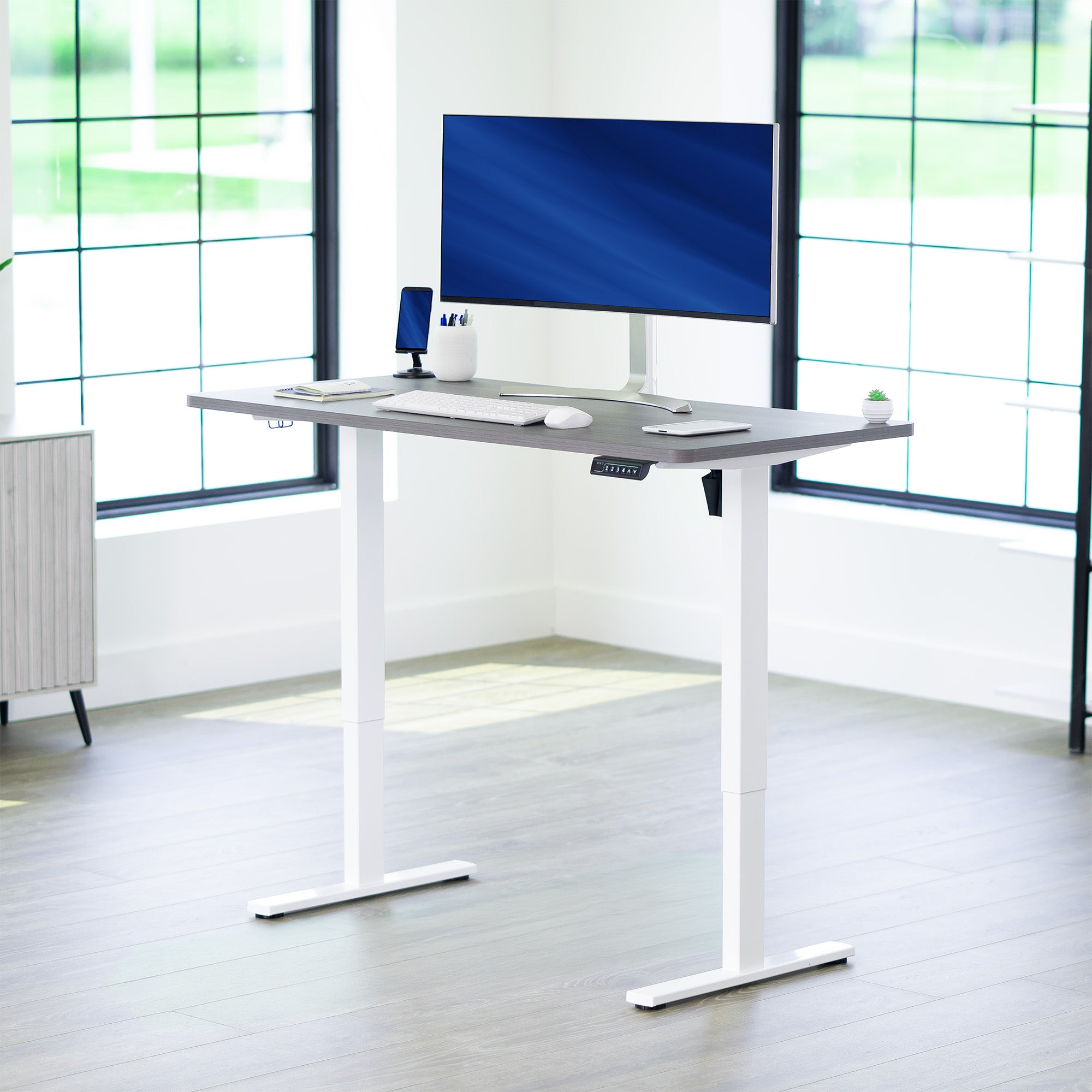 1B Solid Top Series - Single Motor Electric Desk with Push Button Memory Controller