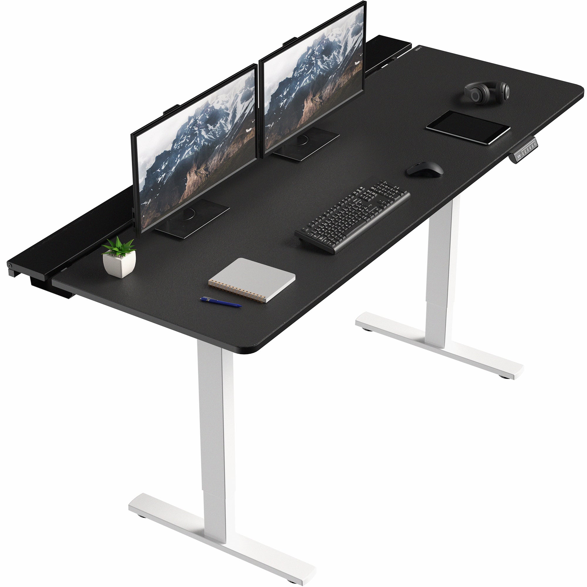 Height Adjustable Desk with Built-In Concealed Cable Trays, Complete Active Standing Workstation
