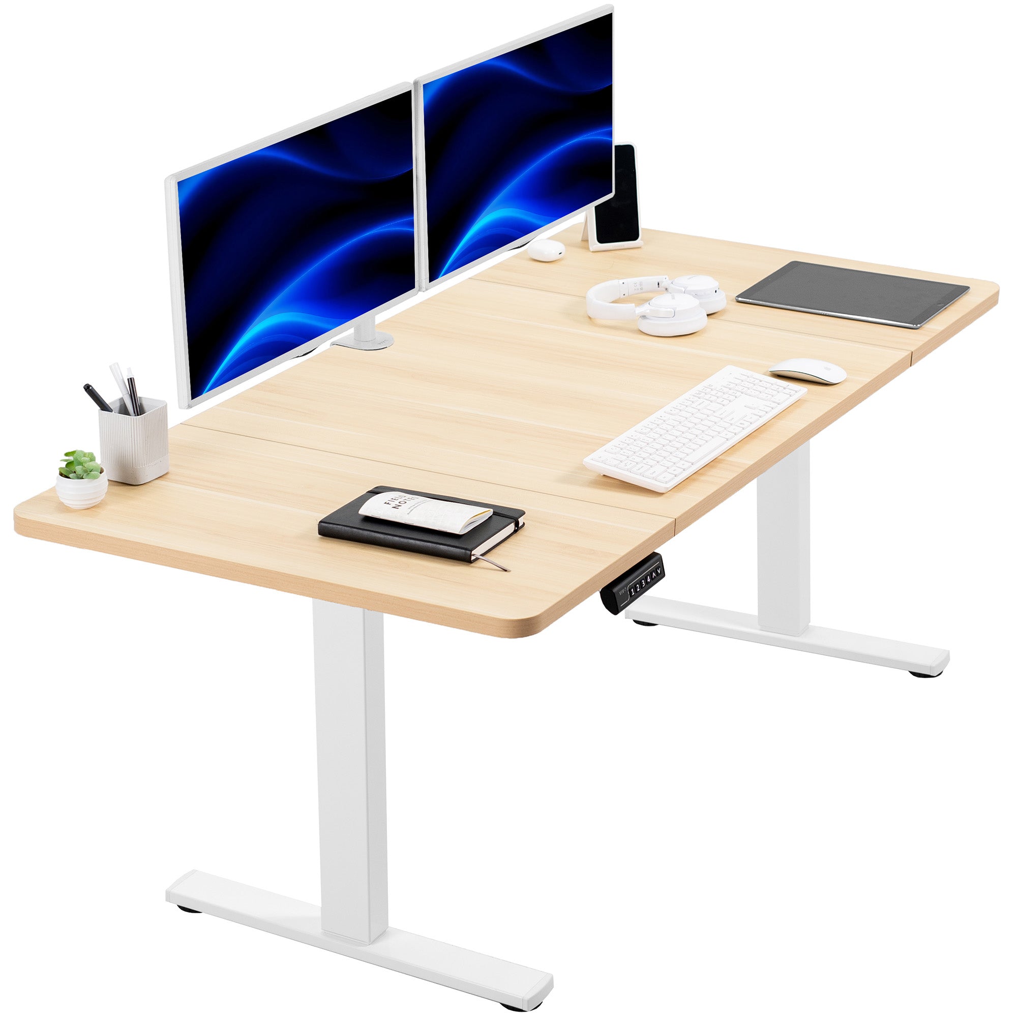 Single Motor Electric Desk with Push Button Memory Controller