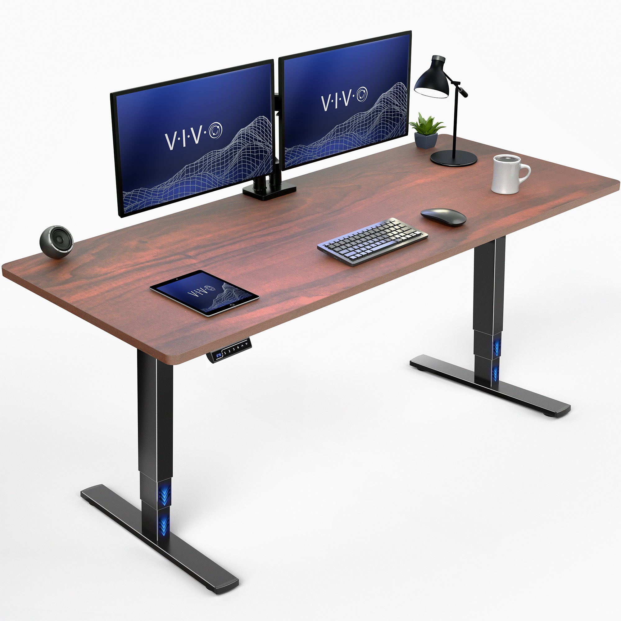 Dark Walnut Desktop 2E Series - 71" x 30" Electric Desk with Touch Screen Memory Controller