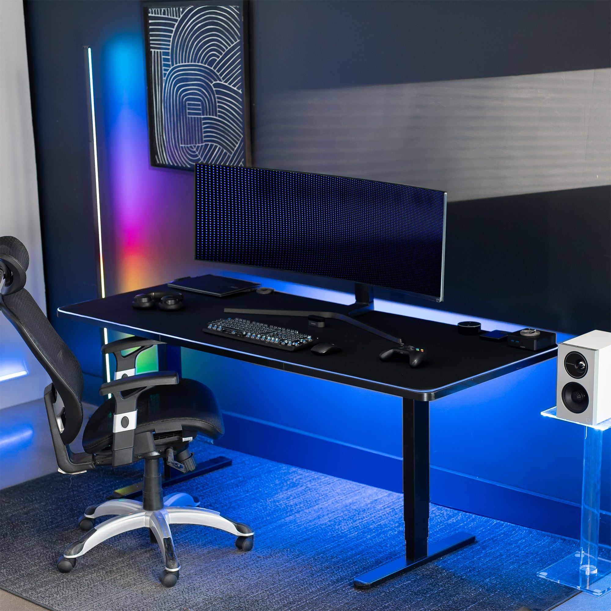 Extra Large 71 x 30 inch Full Size Desk Pad with RGB Lighting for Office Ambience and Immersive Gaming, Oversized Mouse Pad Table Top Cover, 12 Color Modes, Non-slip Base