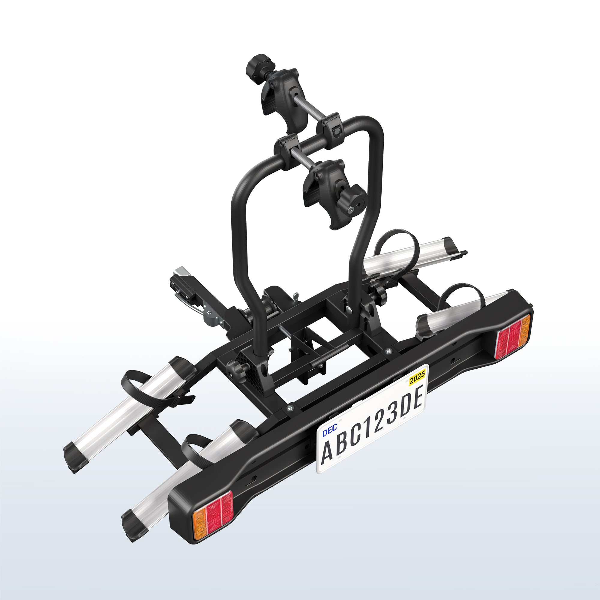 Adjustable Hitch Bike Rack with Taillights and License Plate Holder