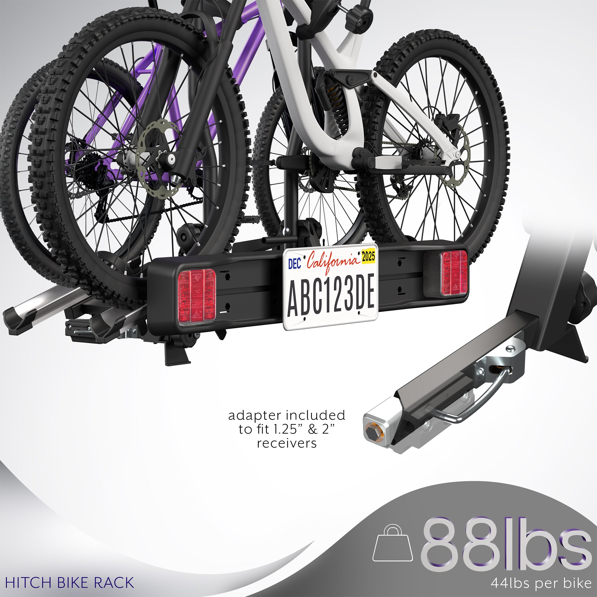 Life Finds by VIVO Hitch Bike Rack with Taillights and License Plate Holder