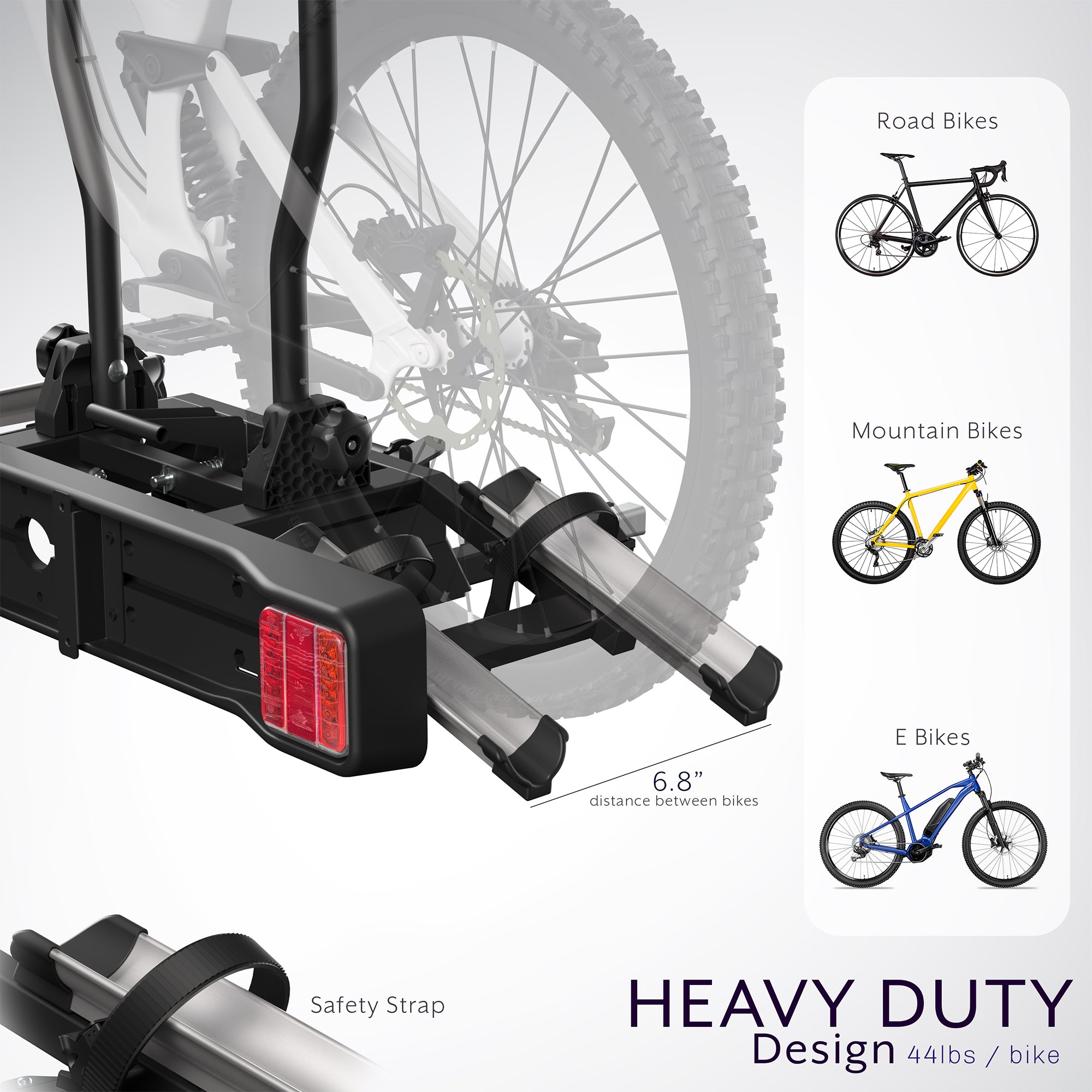 Life Finds by VIVO Hitch Bike Rack with Taillights and License Plate Holder