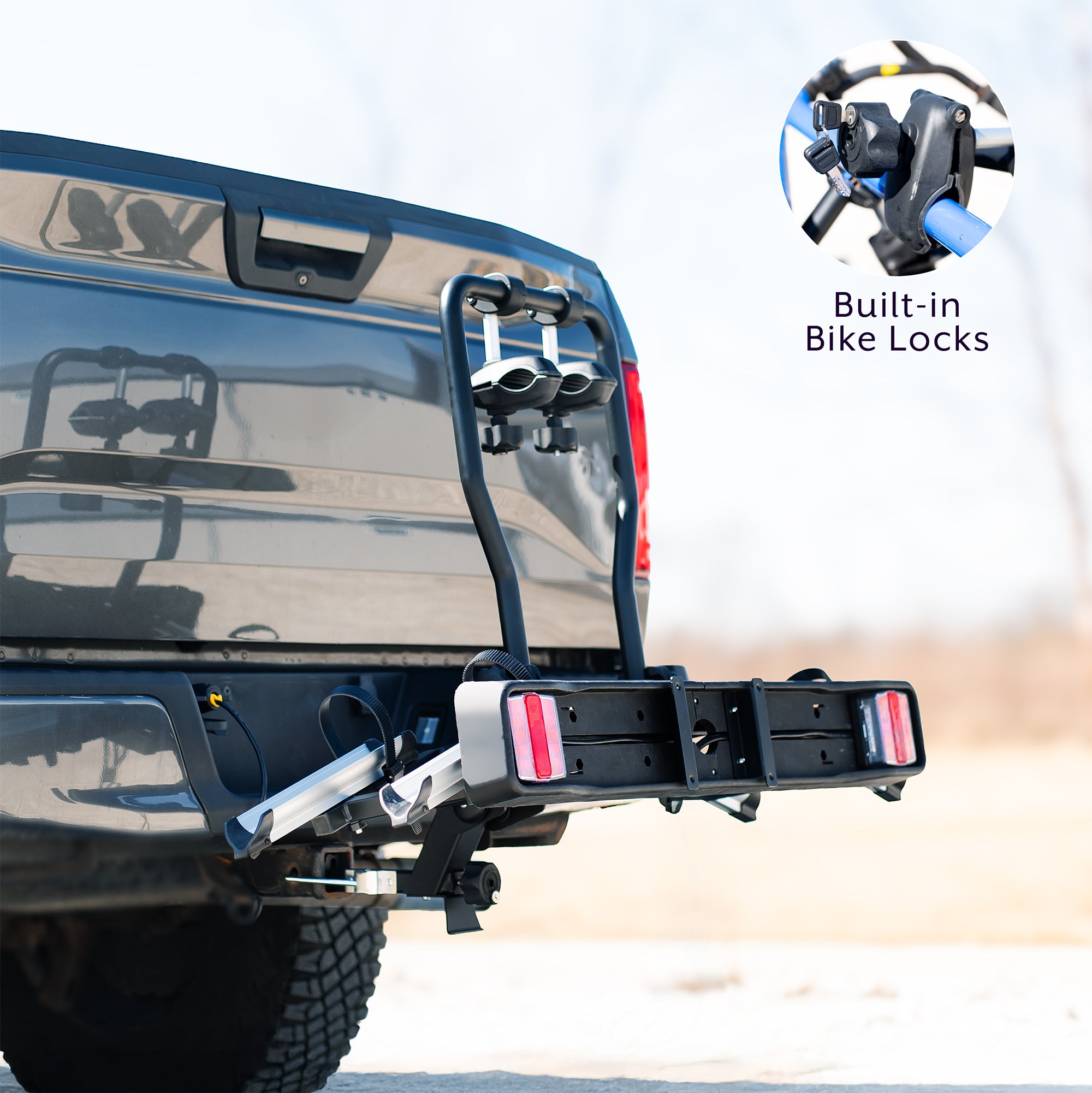 Adjustable Hitch Bike Rack with Taillights and License Plate Holder