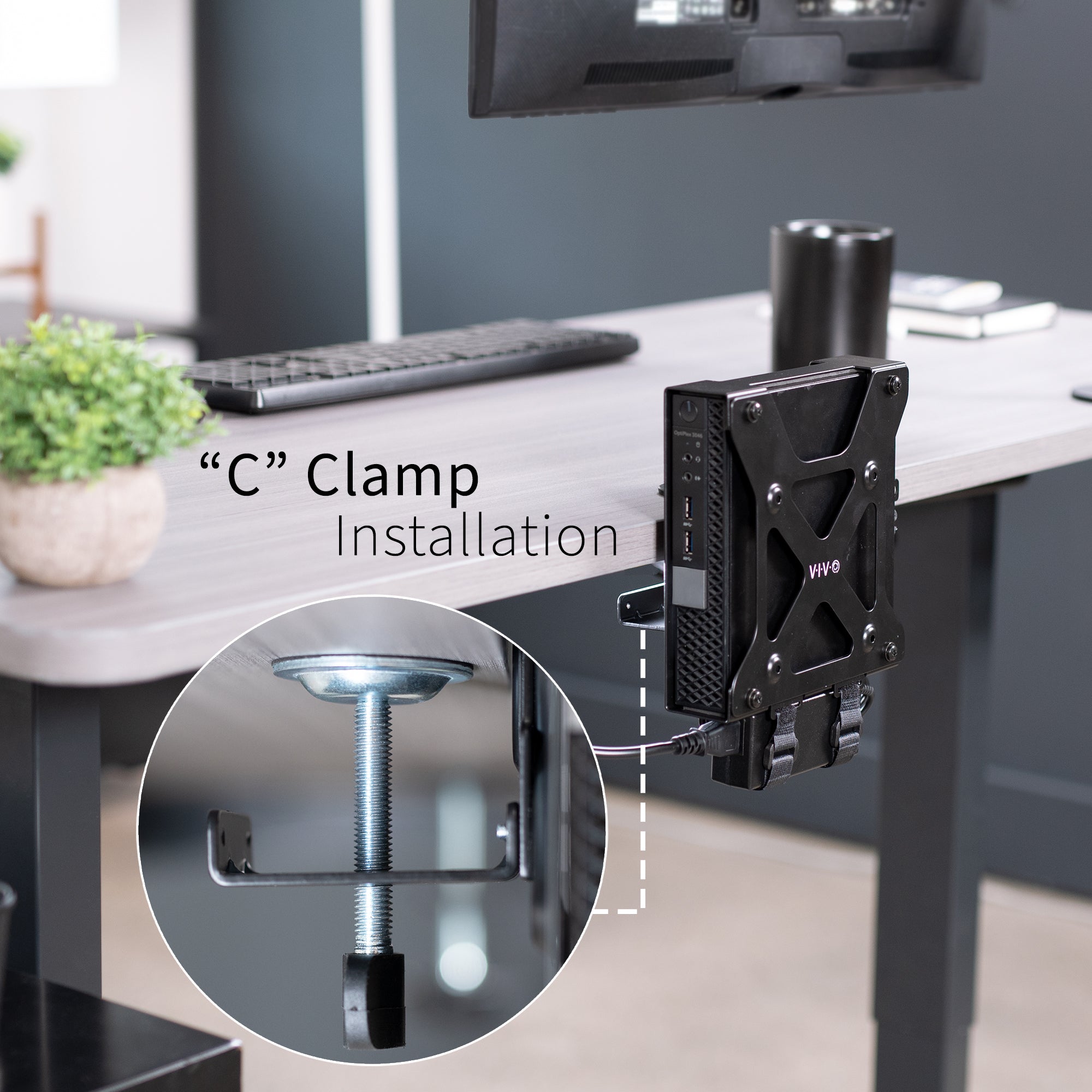 Mount Designed for Dell OptiPlex Micro with "C" clamp installation