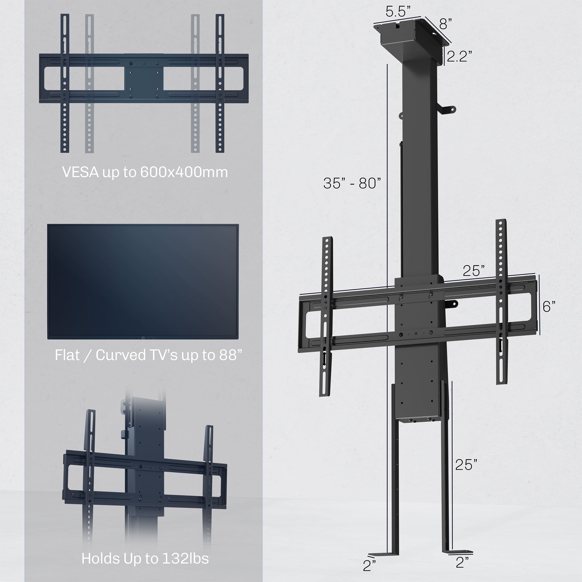 Motorized Large TV Mount with Remote Control