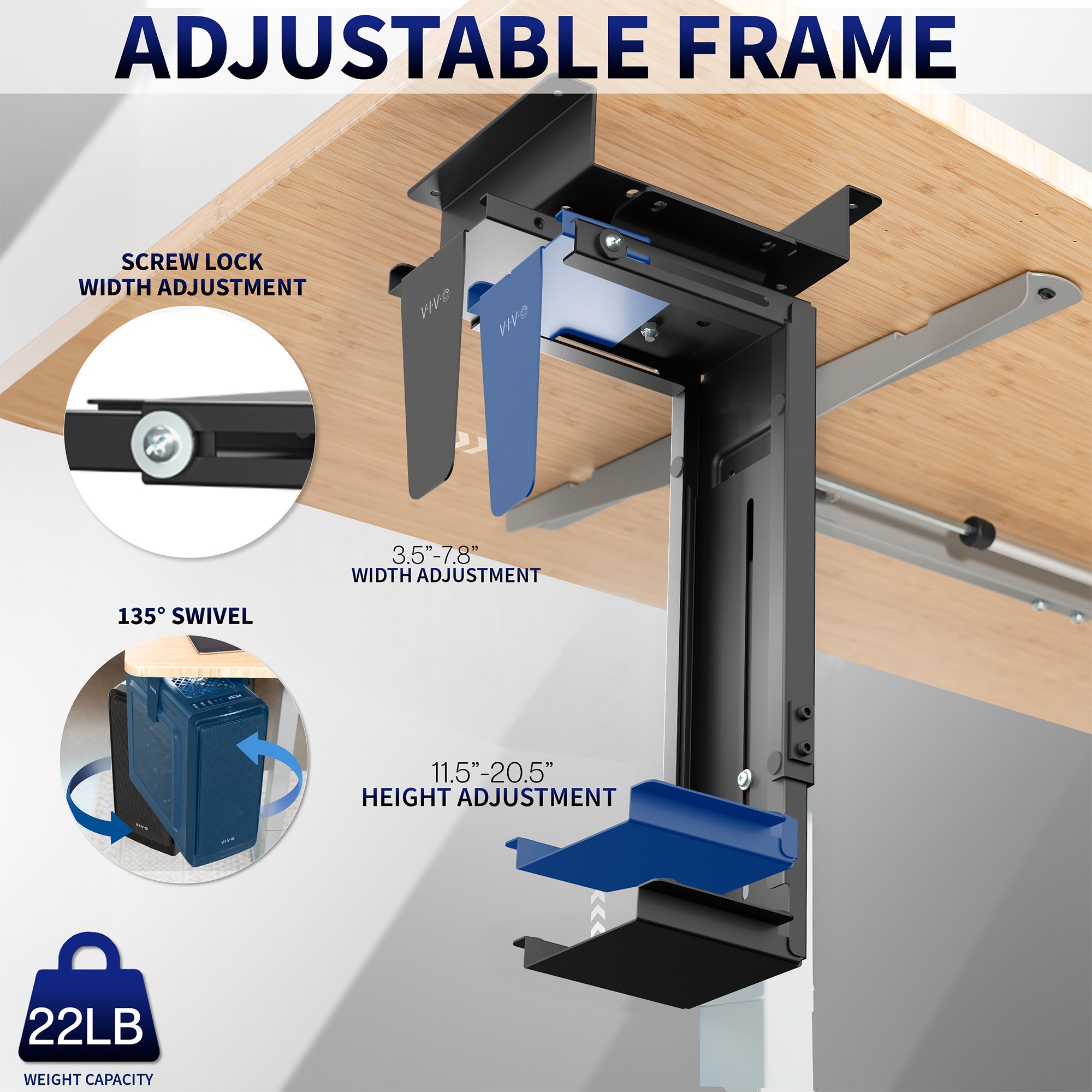 Under Desk PC Mount with Spacer Bracket