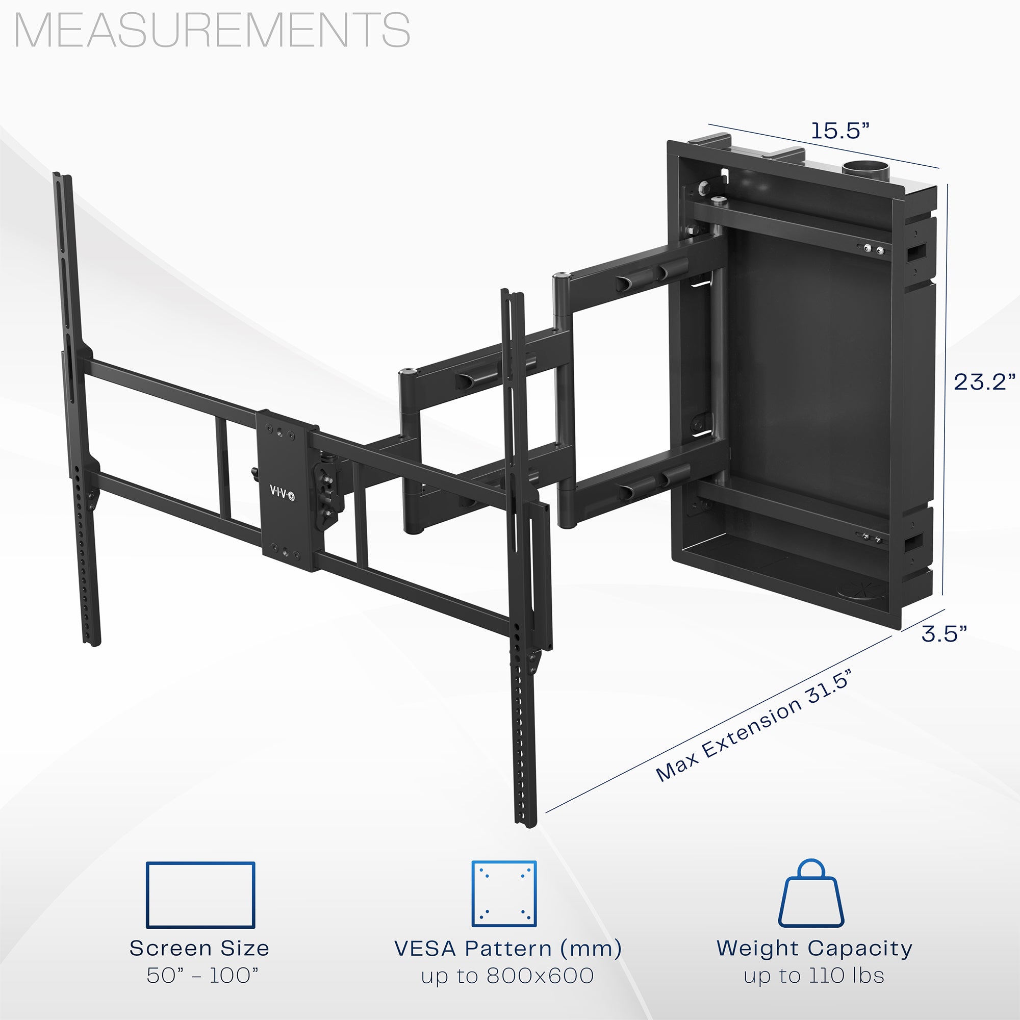 Premium Recessed Large TV Wall Mount