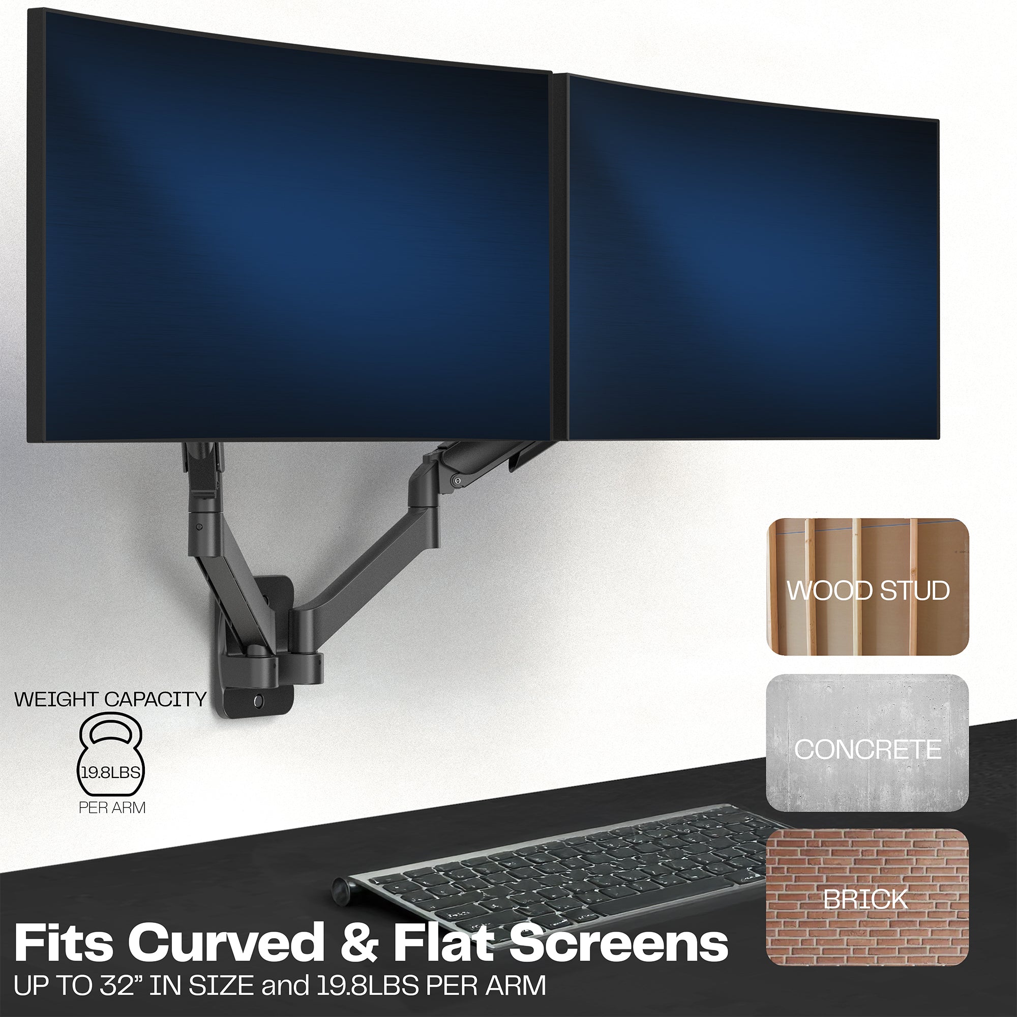 Dual pneumatic wall mount.