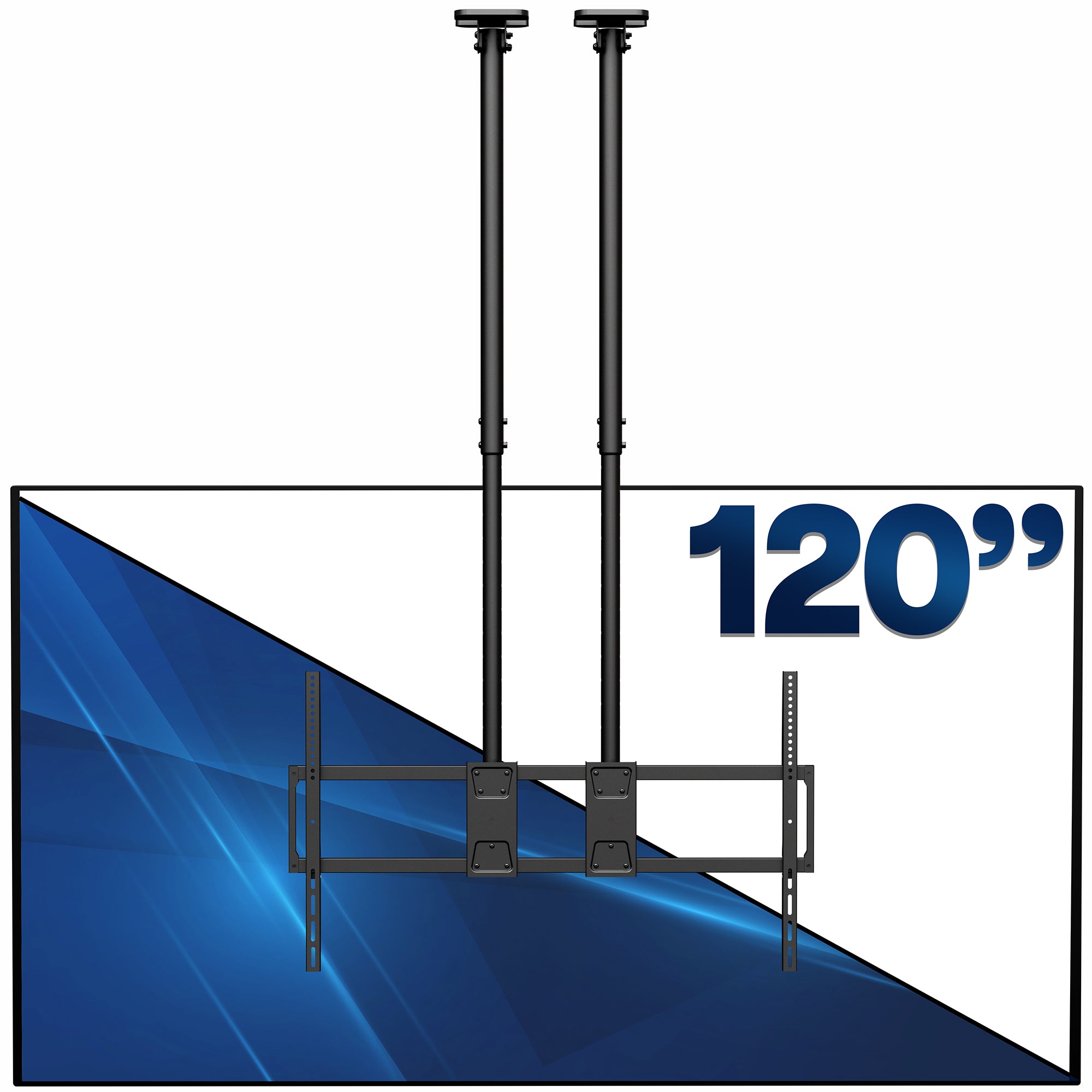 Dual Pole Extra Large 60” to 120” TV Ceiling Mount with Extension Pole
