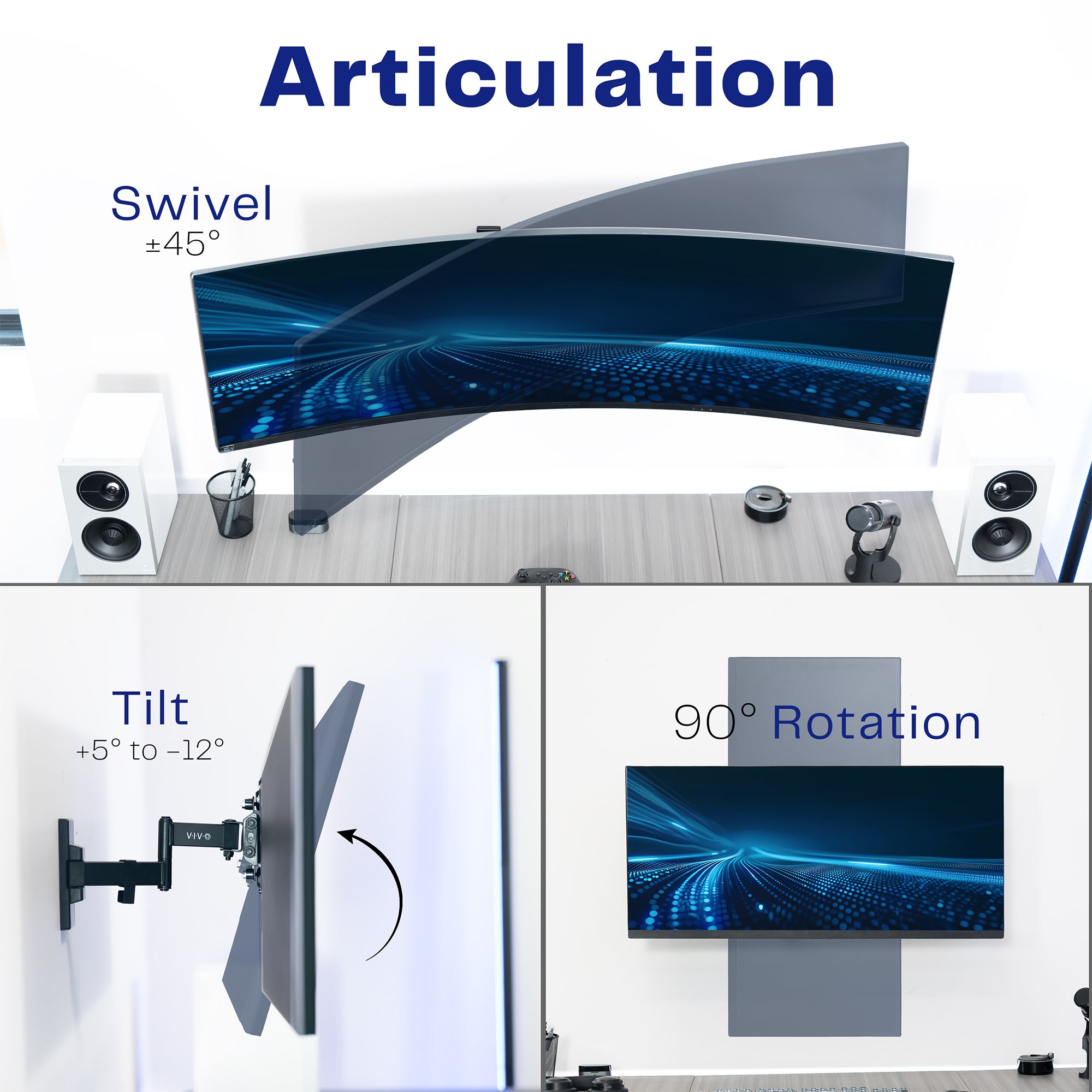 Sturdy adjustable TV wall mount with cable management.