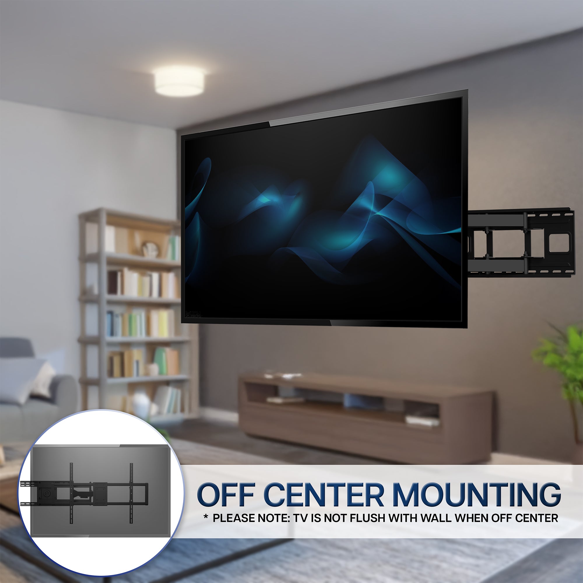 TV mounted to wall in home space