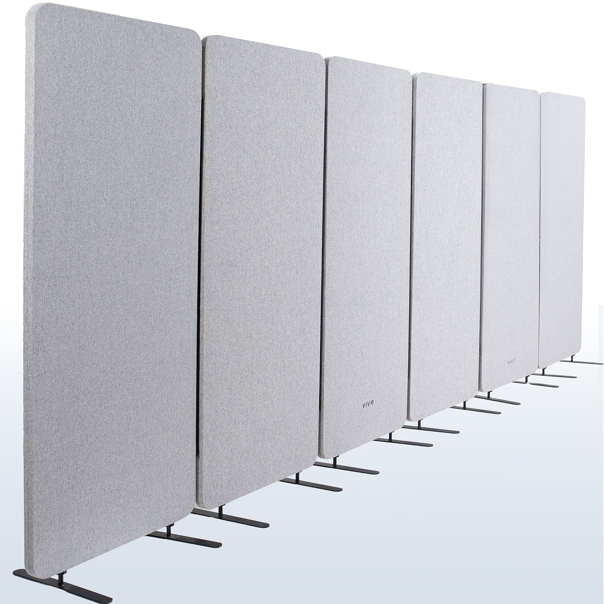 6-Panel Gray Freestanding Room Divider provides a convenient partition and workspace privacy.