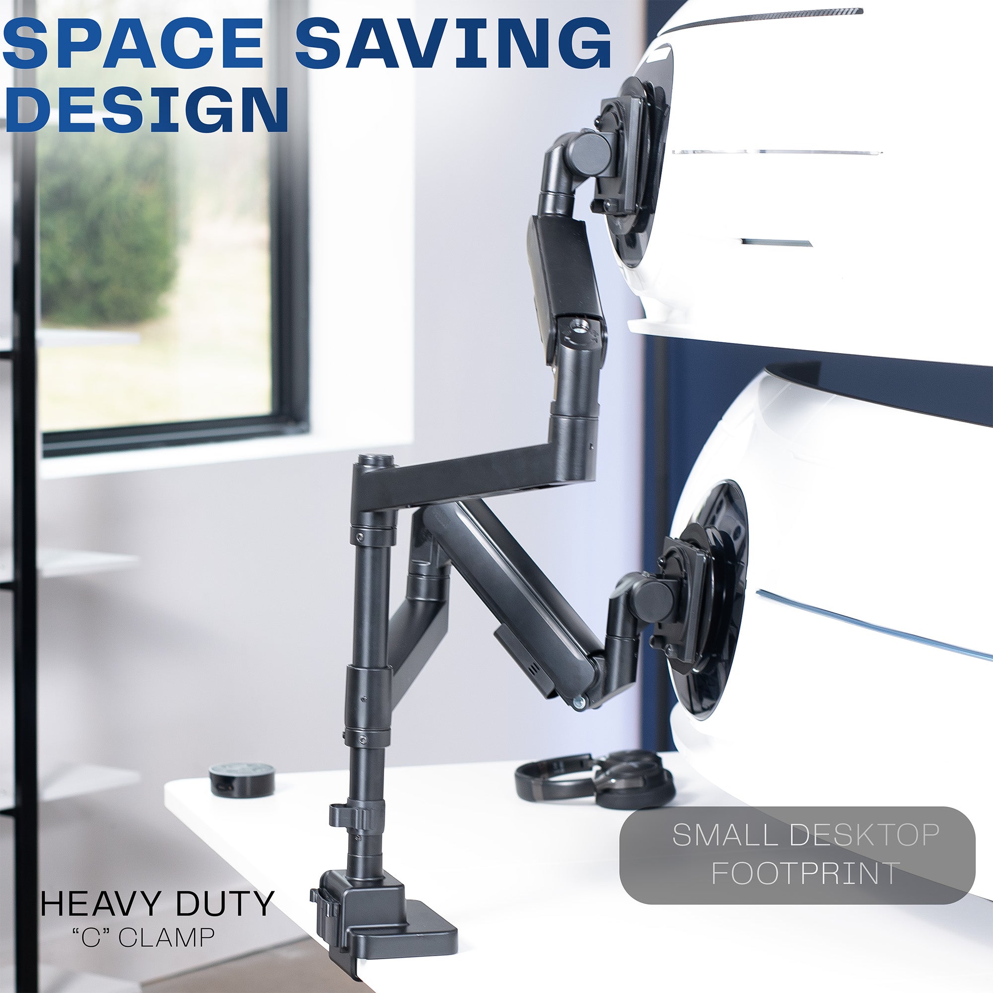 Pneumatic Arm Dual Ultrawide Monitor Desk Mount