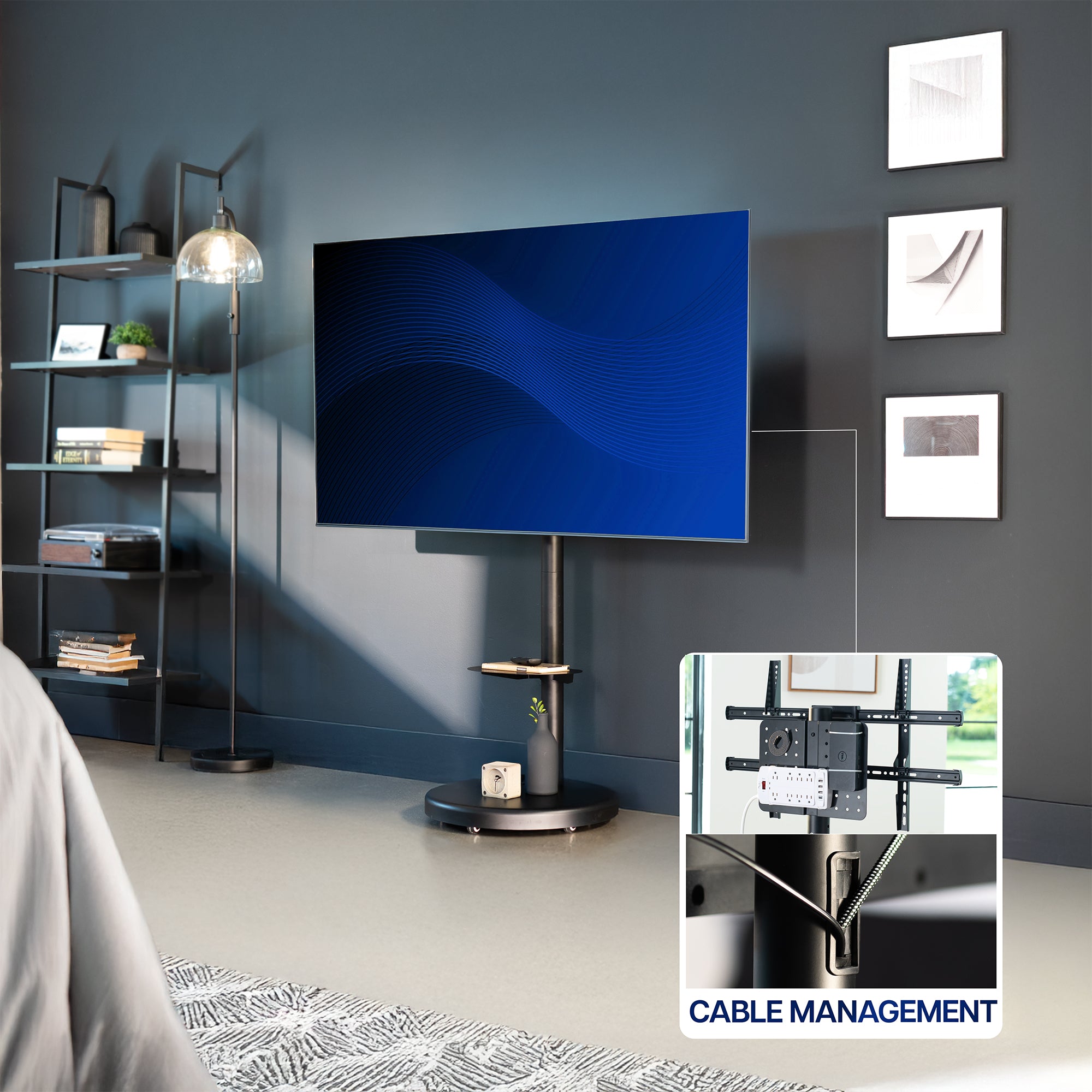 Built-in cable management keeping your space organized and clutter free.