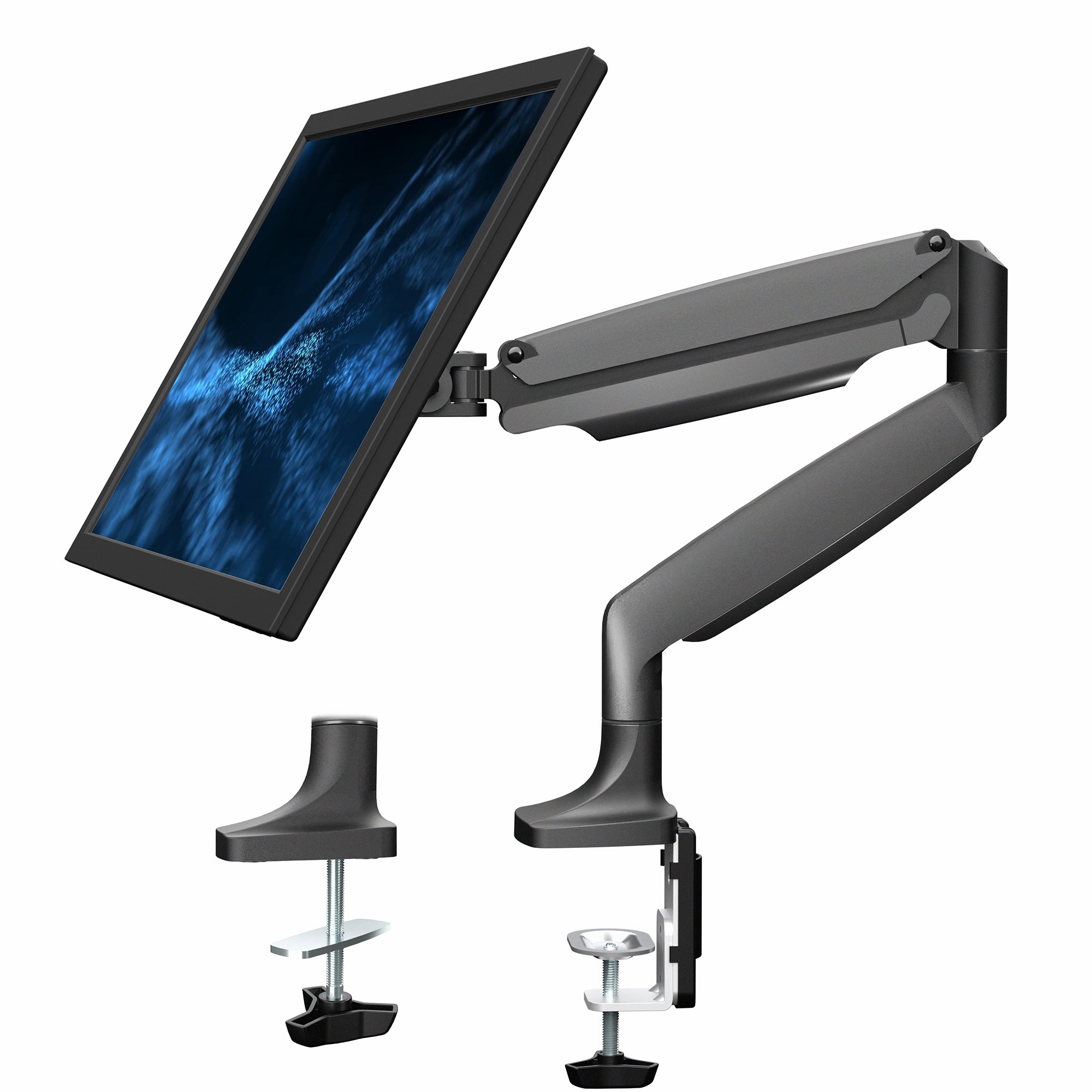 Pneumatic Arm Adjustable Single Monitor Desk Mount