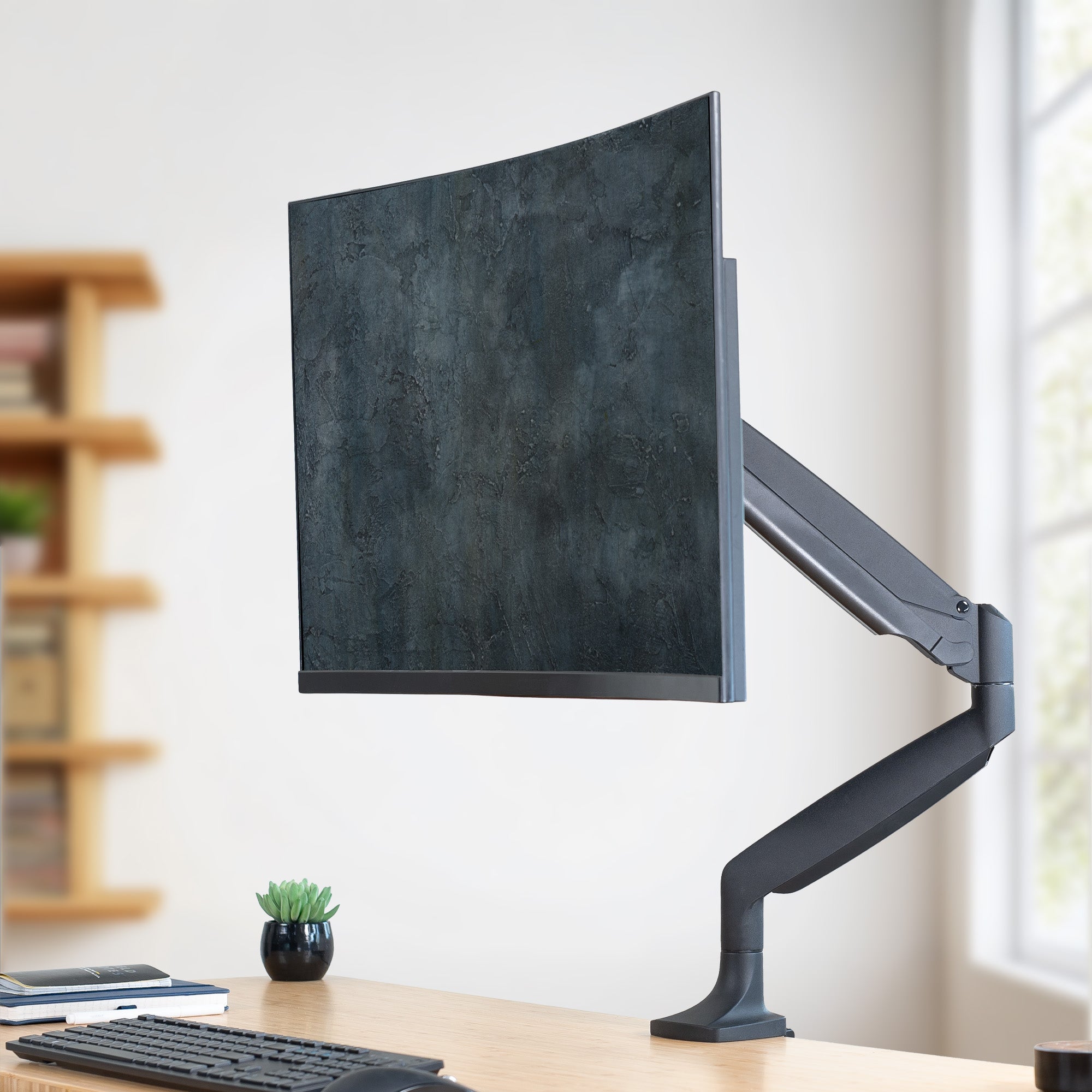 Pneumatic Arm Adjustable Single Monitor Desk Mount
