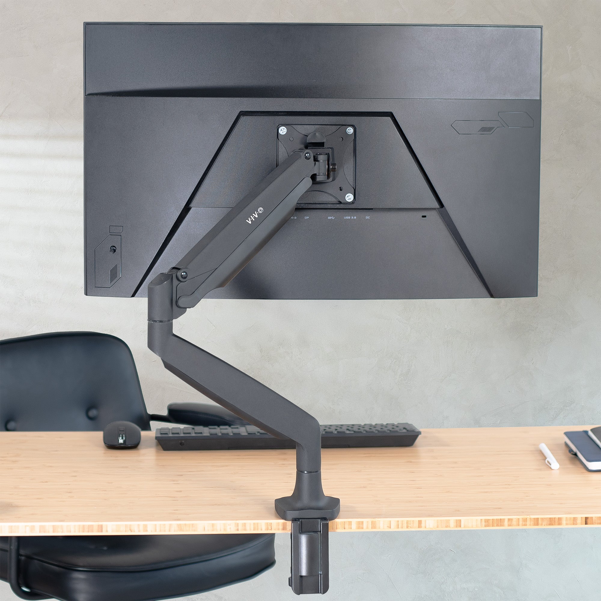 Pneumatic Arm Adjustable Single Monitor Desk Mount