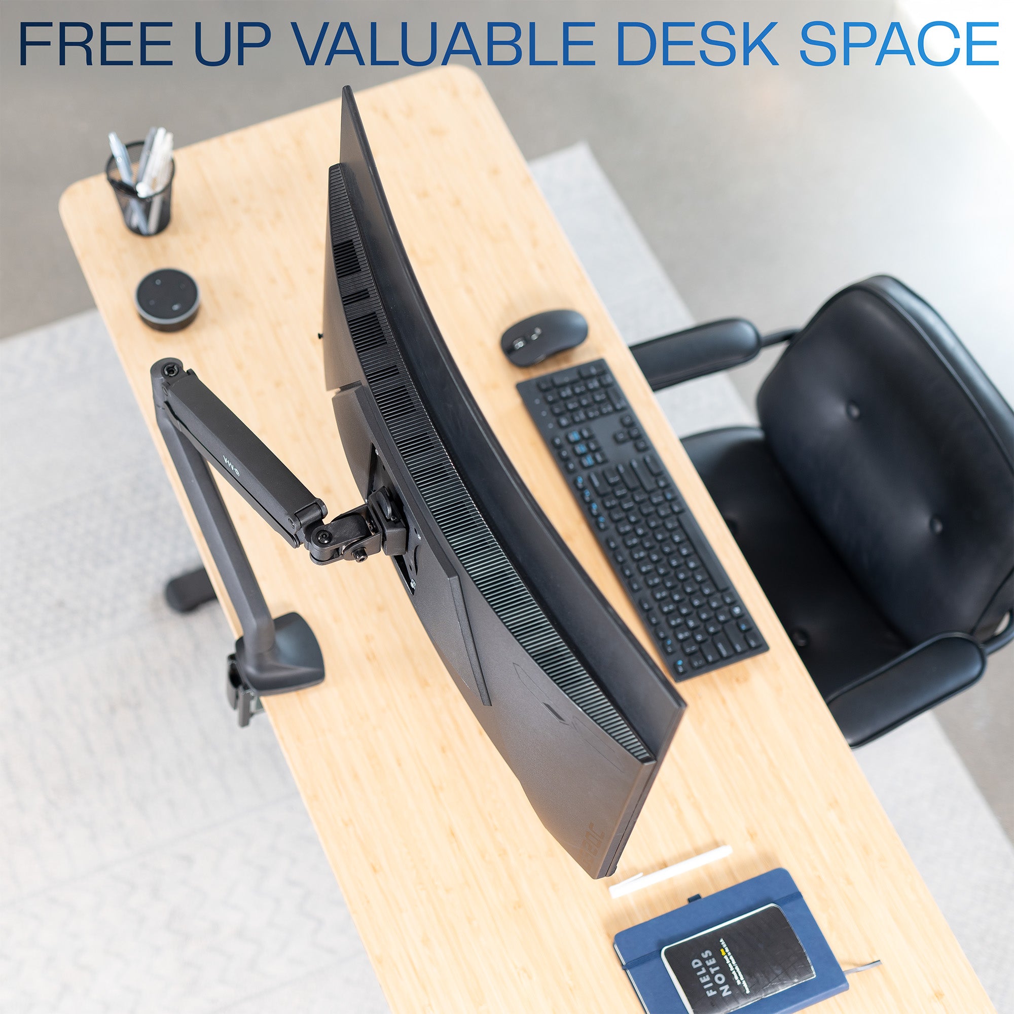 Pneumatic Arm Adjustable Single Monitor Desk Mount
