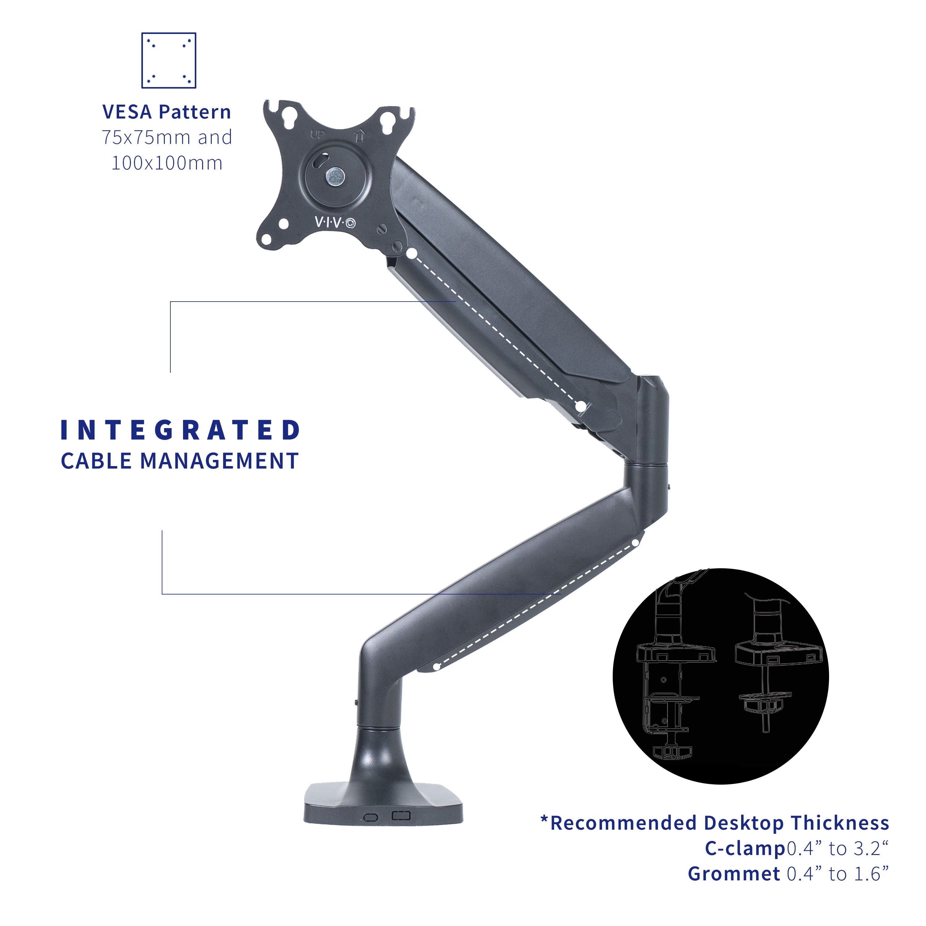 VIVO Premium Aluminum Heavy Duty Single Monitor Arm for Ultrawide Monitors