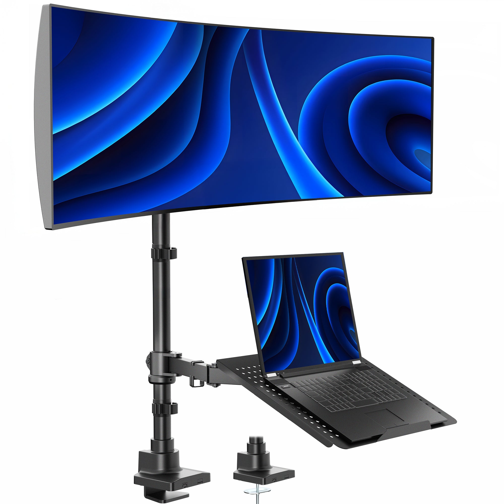 Ultrawide Monitor and Laptop Extra Tall Vertical Desk Mount - Up to 49" Screens, 17" Laptops