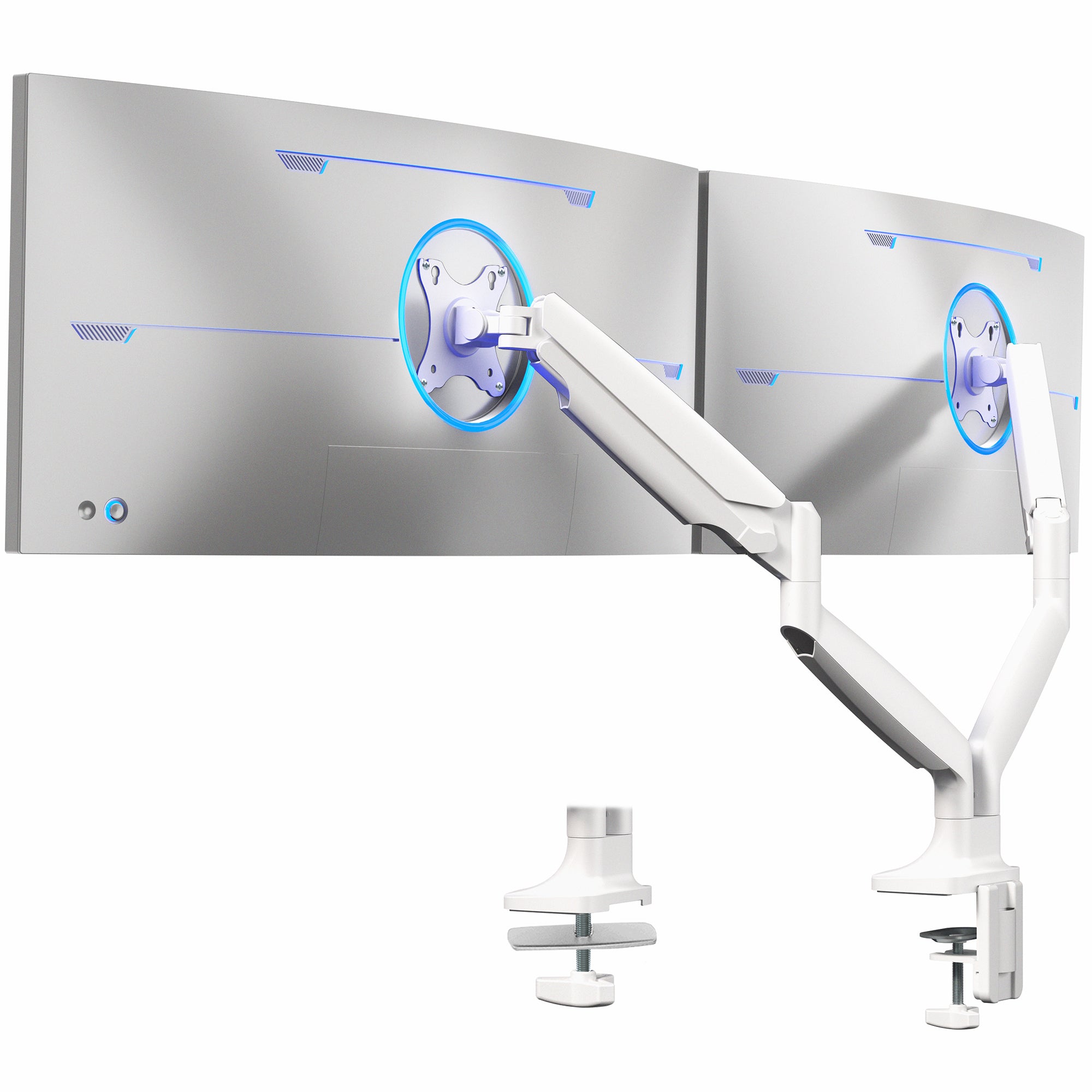 VIVO Premium Aluminum Heavy Duty Dual Monitor Mount holds two 17” to 40” monitors weighing 2.2 lbs to 24 lbs each, including ultra-wide screens.
