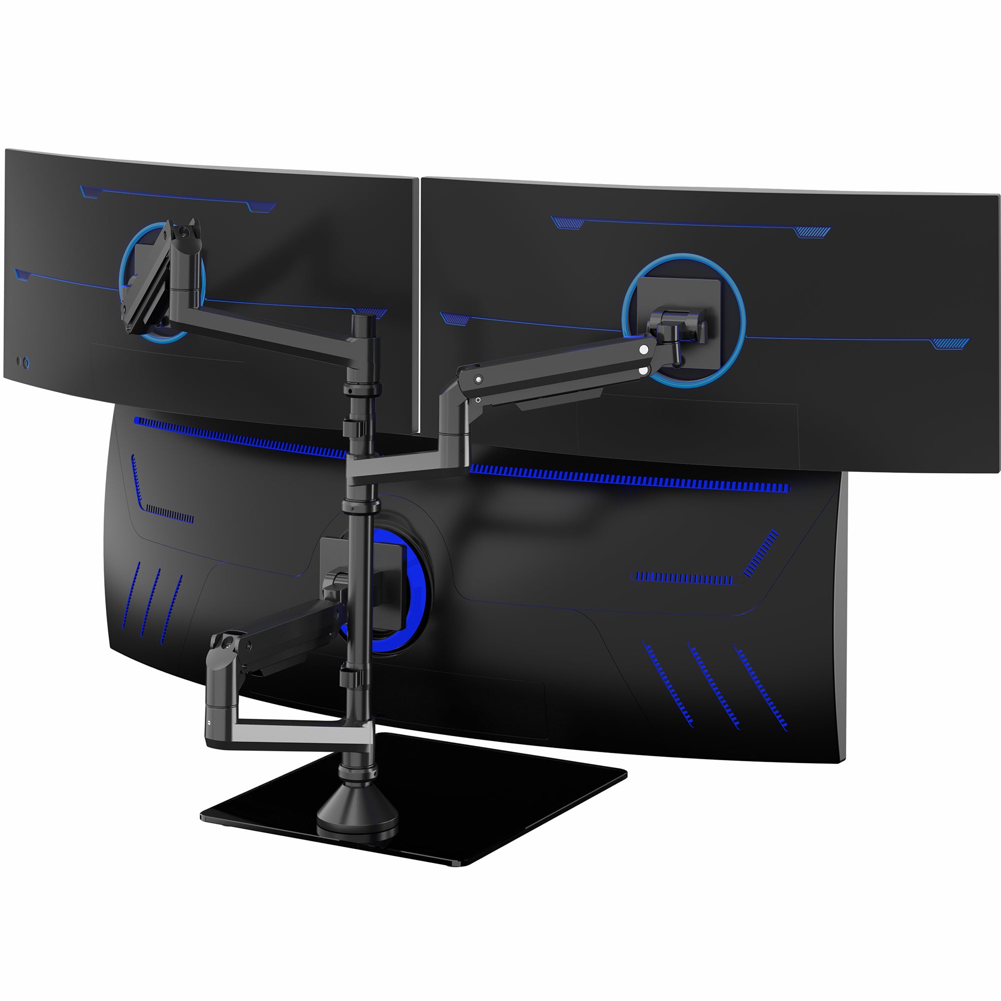 Pneumatic Arm Triple Ultrawide Monitor Extra Tall Desk Stand - Up to 49" Screens