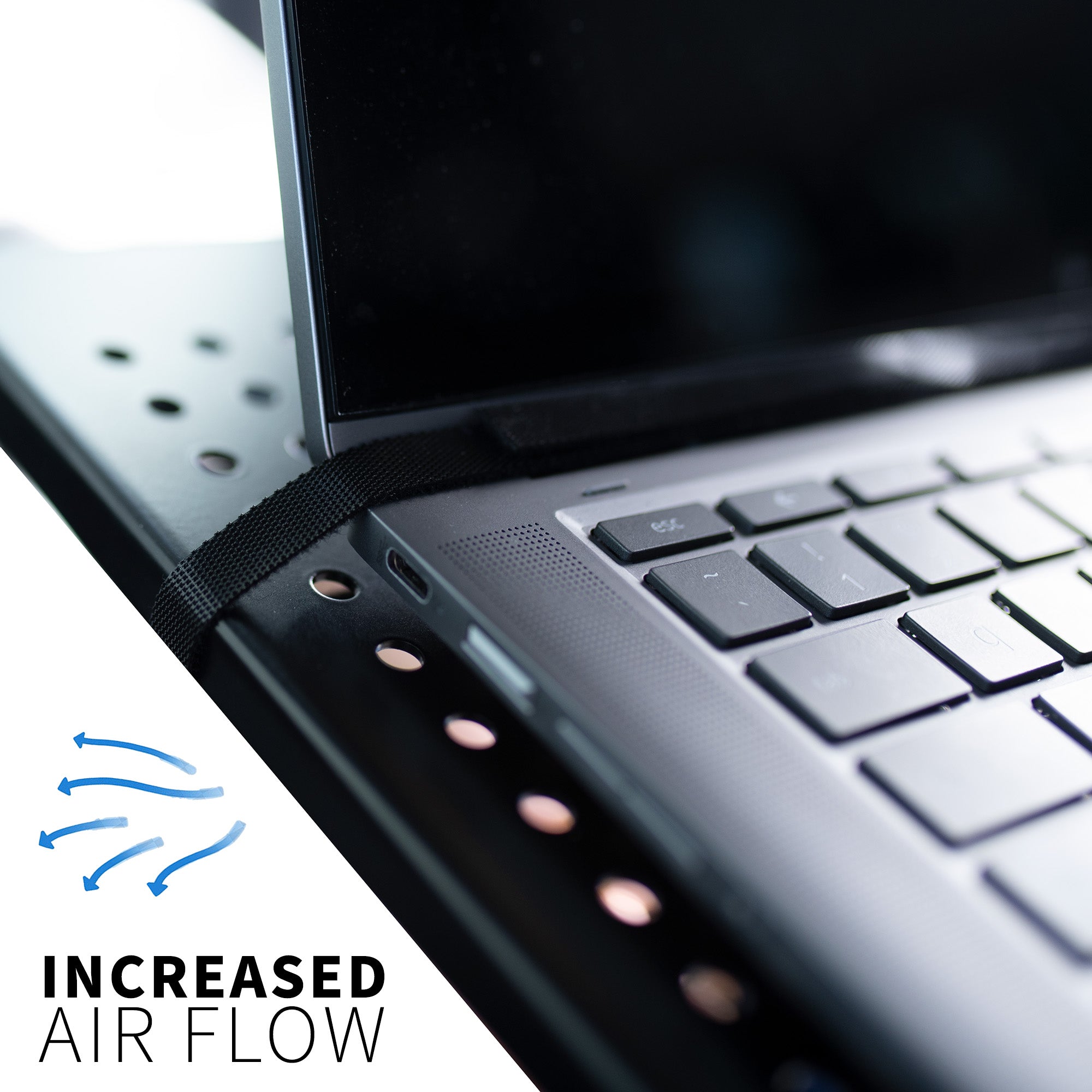 Perfect for on-the-go use, this car laptop stand anchors to the seat bolts on the passenger side chair, providing a secure and sturdy workstation.