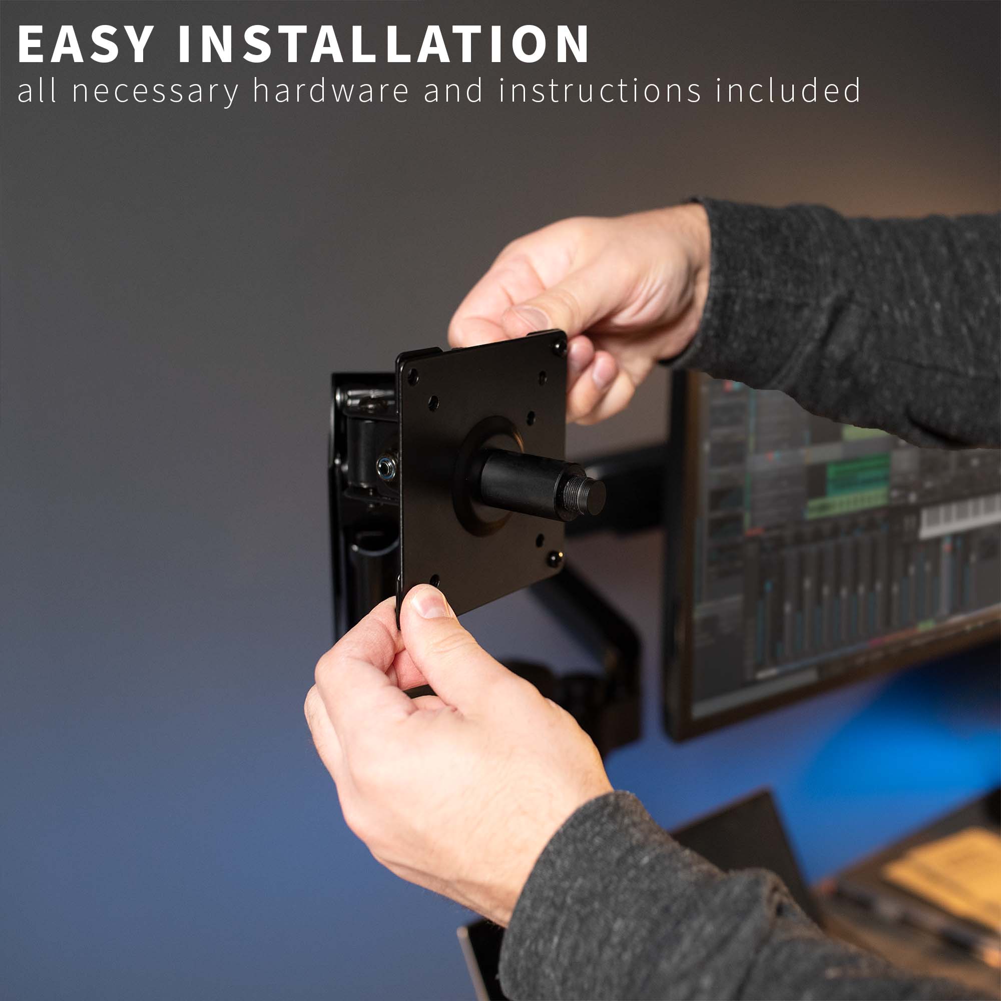 Easy install convenient desktop workstation microphone mount VESA adapter kit.