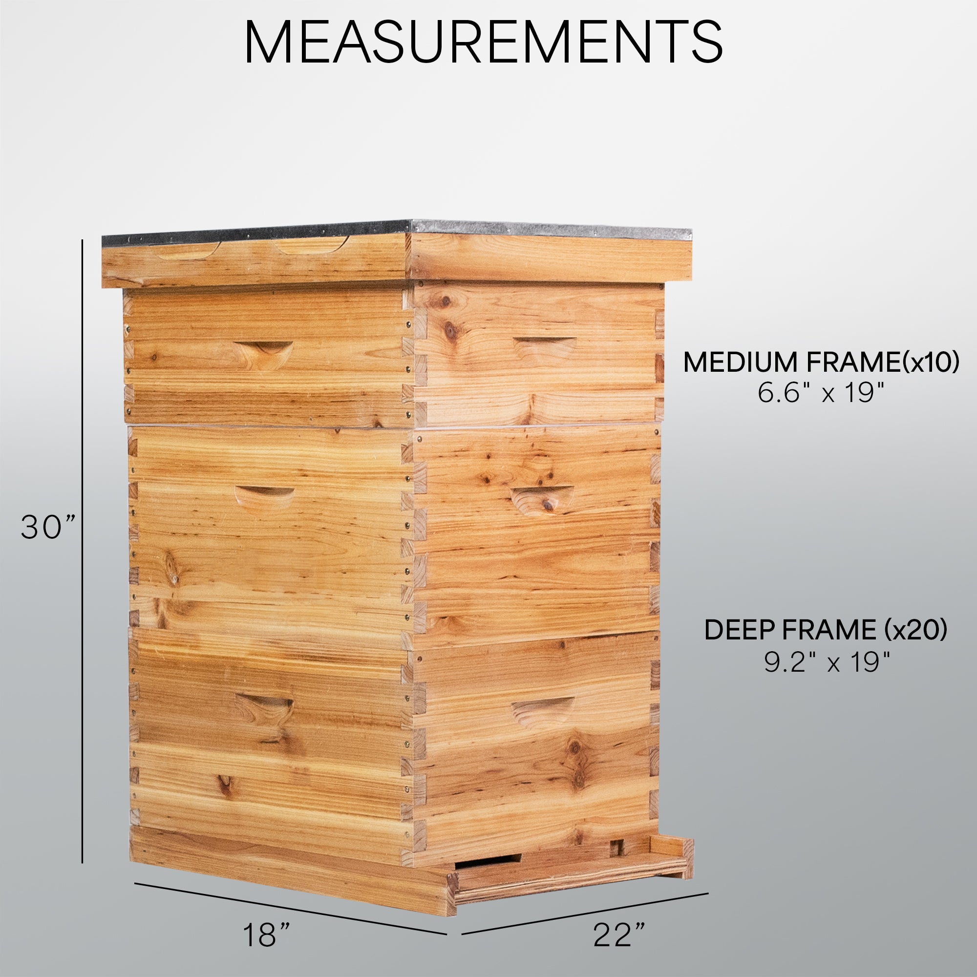 Easy assembly beekeeping beeswax coated Langstroth beehive.