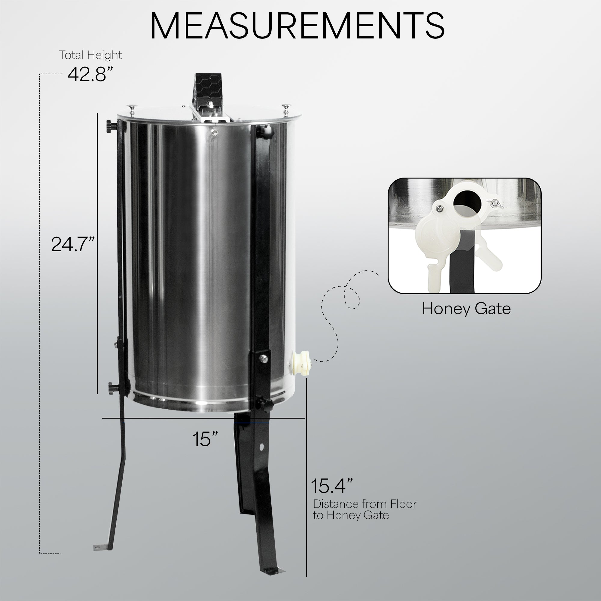 Three Frame Stainless Steel Honey Extractor