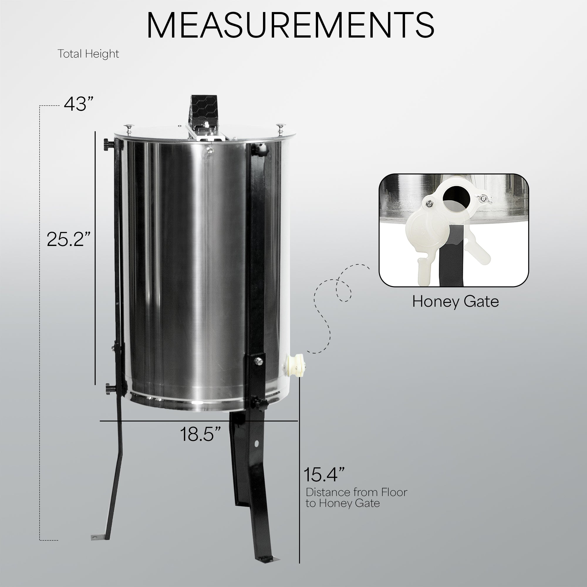 4 to 8 Frame Stainless Steel Honey Extractor