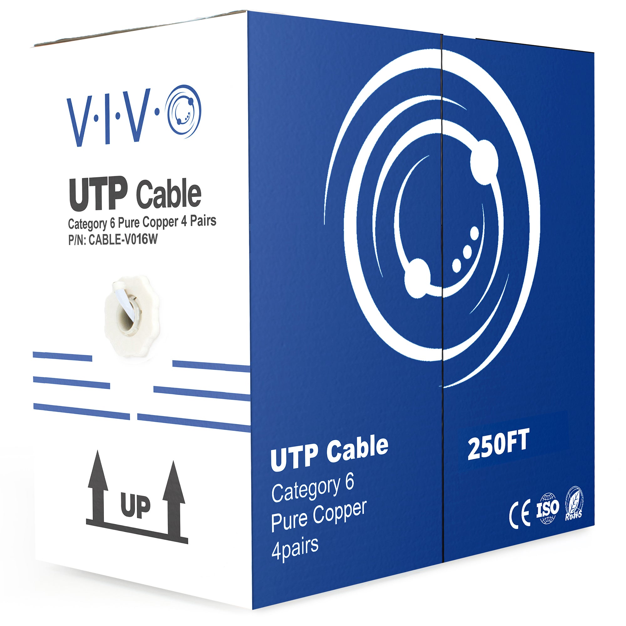 White 250ft Cat6 Full Copper Indoor Ethernet Cable