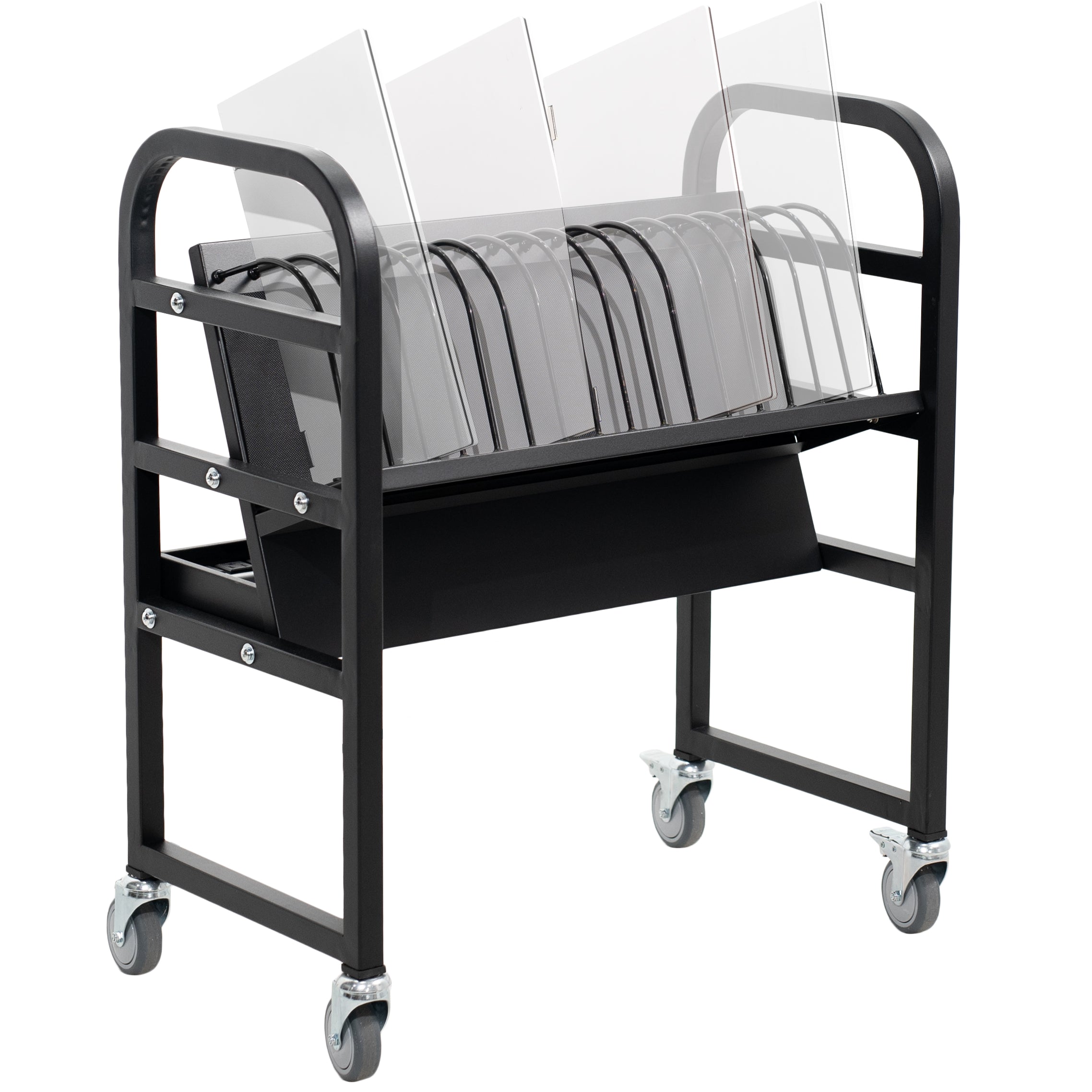 Laptop charging cart for schools and offices.