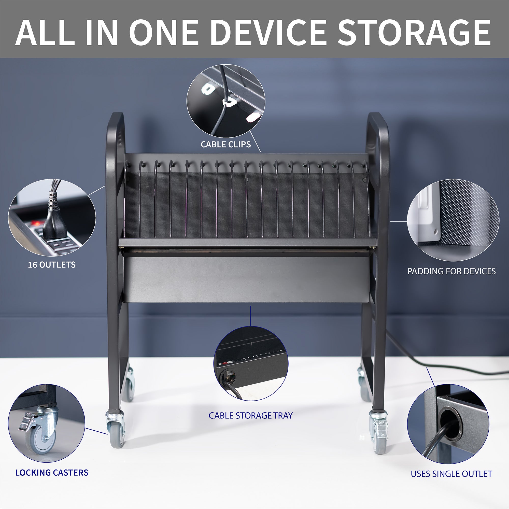 Laptop charging cart for schools and offices.