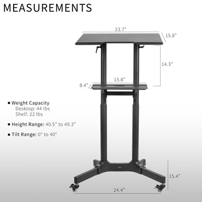 Height Adjustable Mobile Podium Cart