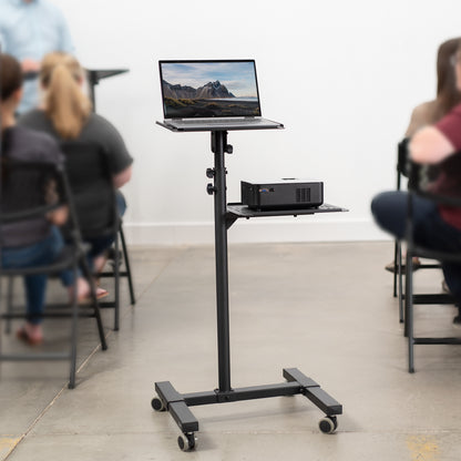 Convenient mobile projector and laptop cart.