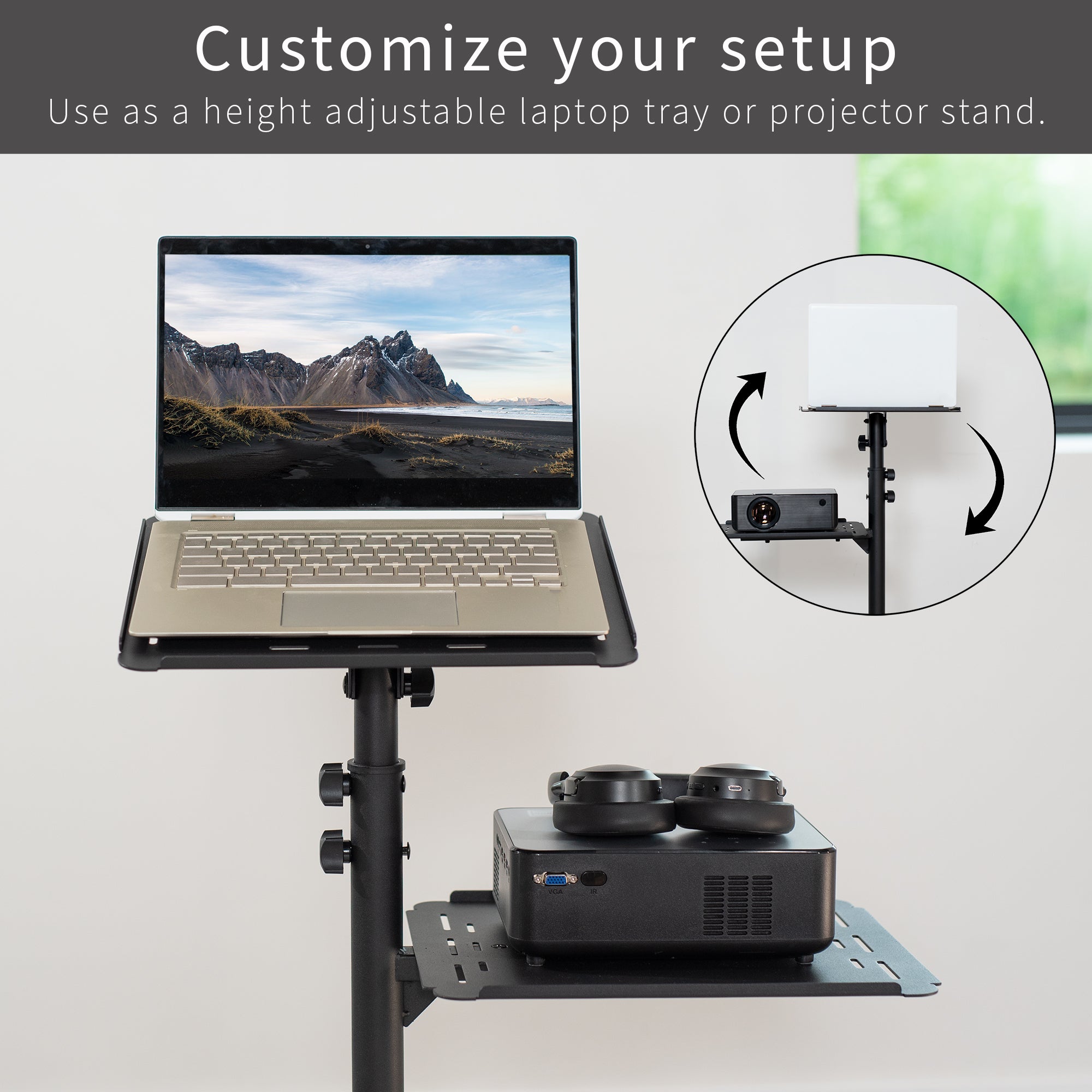 Convenient mobile projector and laptop cart.