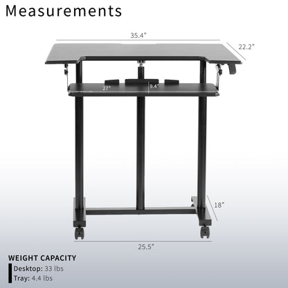 Ergonomic mobile adjustable computer workstation cart.