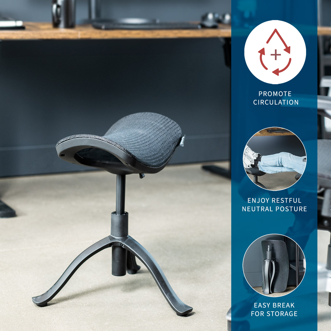 Ergonomic Height Adjustable Footrest for Desk