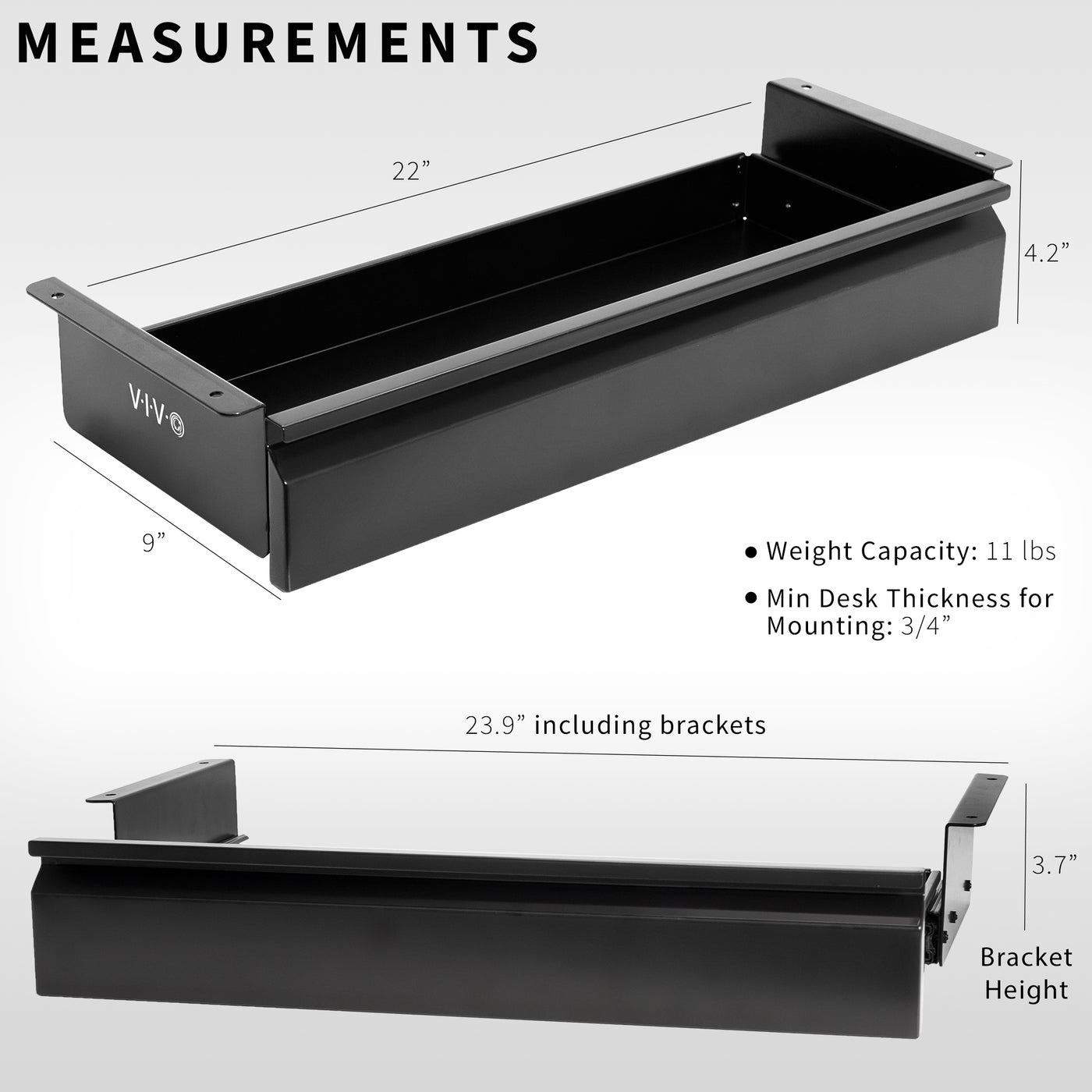Black Extra Wide Under Desk Drawer provides a storage option for both standing and fixed height desks, creating a clean, non-cluttered workspace.