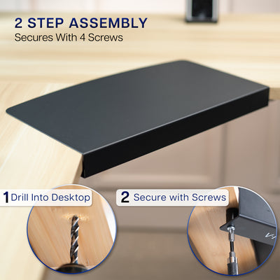 Sleek low-profile design of corner desk connector.